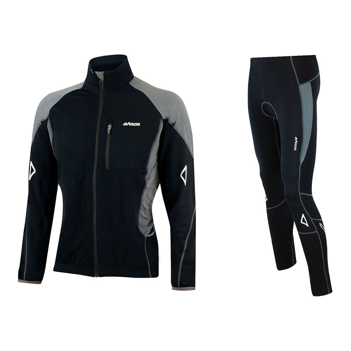 Airtracks Fahrradhose Herren Thermo Radtrikot Set Pro T (Fahrradtrikot Set, 2-tlg) Fahrradhose lang + Fahrradtrikot Langarm für Herbst-Winter, » S M L XL XXL XXXL «