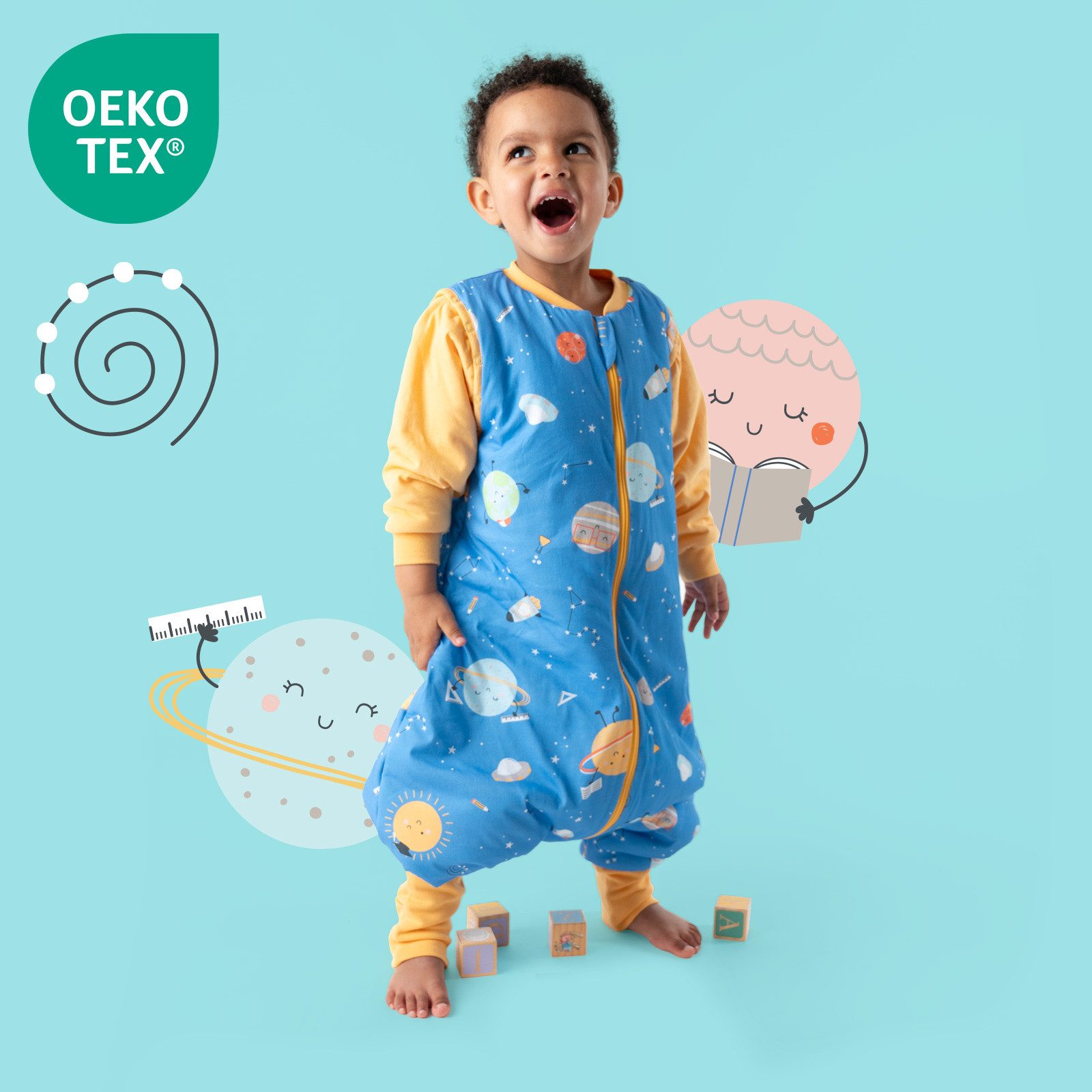 Schlummersack Kinderschlafsack Schlafsack mit Füßen und umklappbaren Bündchen, 2.5 Tog – Bild 2 von 5