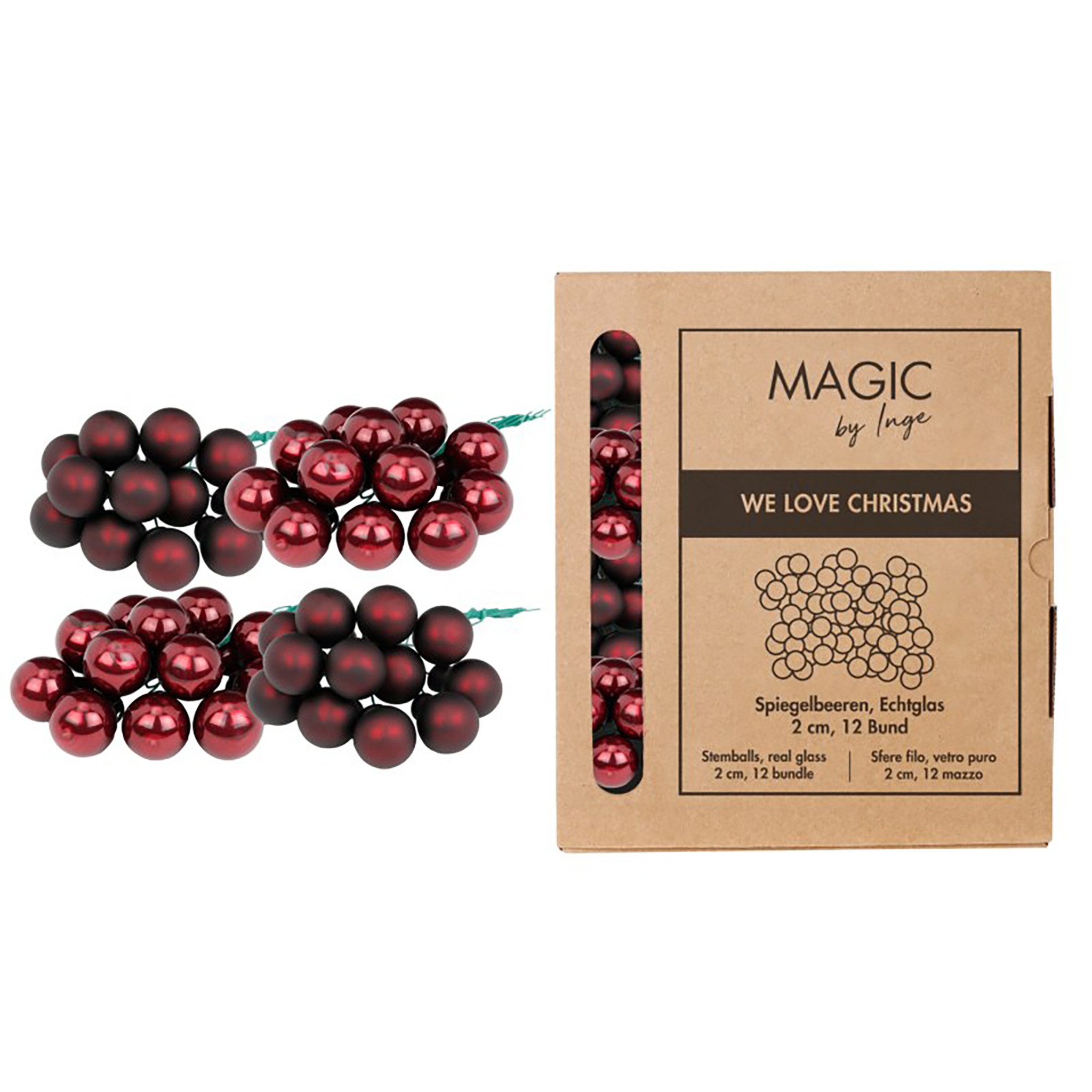 MAGIC by Inge Christbaumschmuck, Weihnachtskugeln am Draht 2cm Glas 144 Stück - Smooth Port