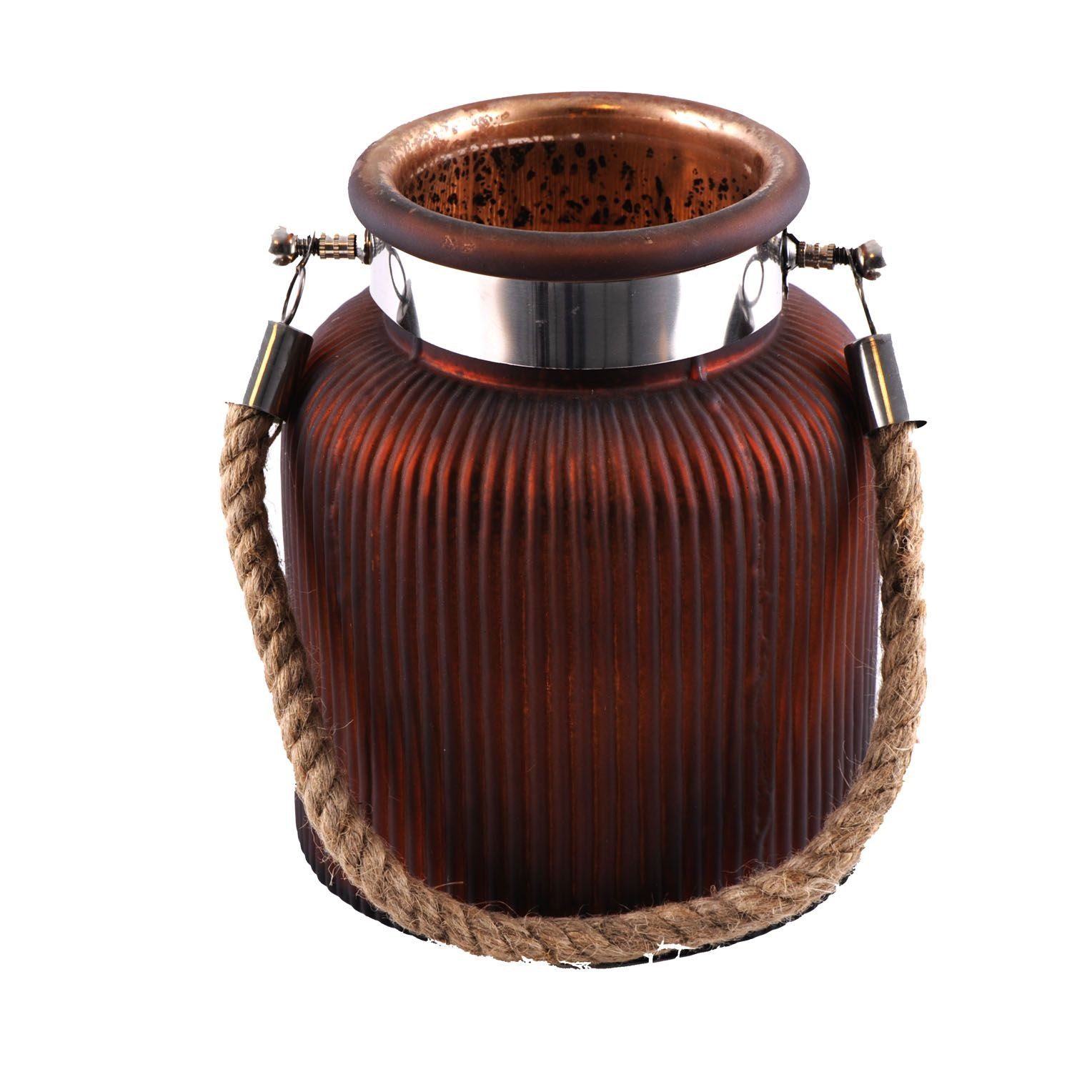 Dirk Davids Leuchten GmbH Windlicht Glaswindlicht gerieft mit Naturkordel