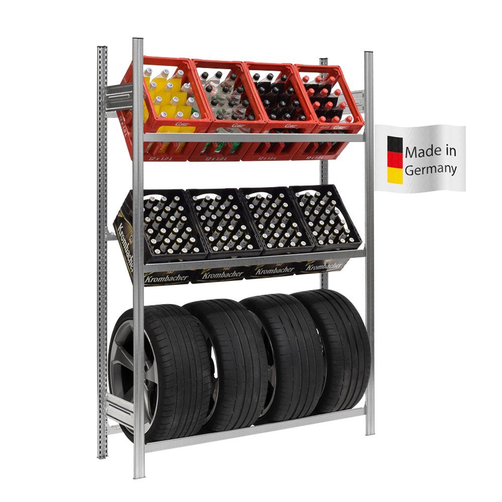 PROREGAL® Steckregal Getränkekisten- & Reifenregal Chiemsee TIRE Made in Germany Verzinkt