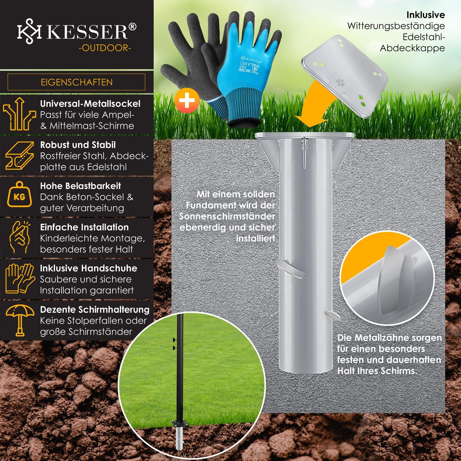 KESSER Schirmhalter, Metall Universal Bodenplatte Sonnenschirmständer günstig online kaufen