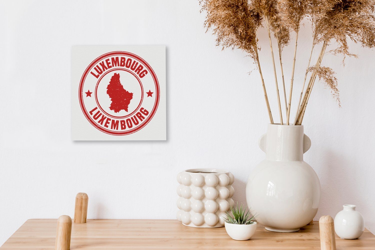 einer roten Bilder für Illustration Leinwand von Wohnzimmer St), Leinwandbild OneMillionCanvasses® Luxemburg, (1 Schlafzimmer Briefmarke