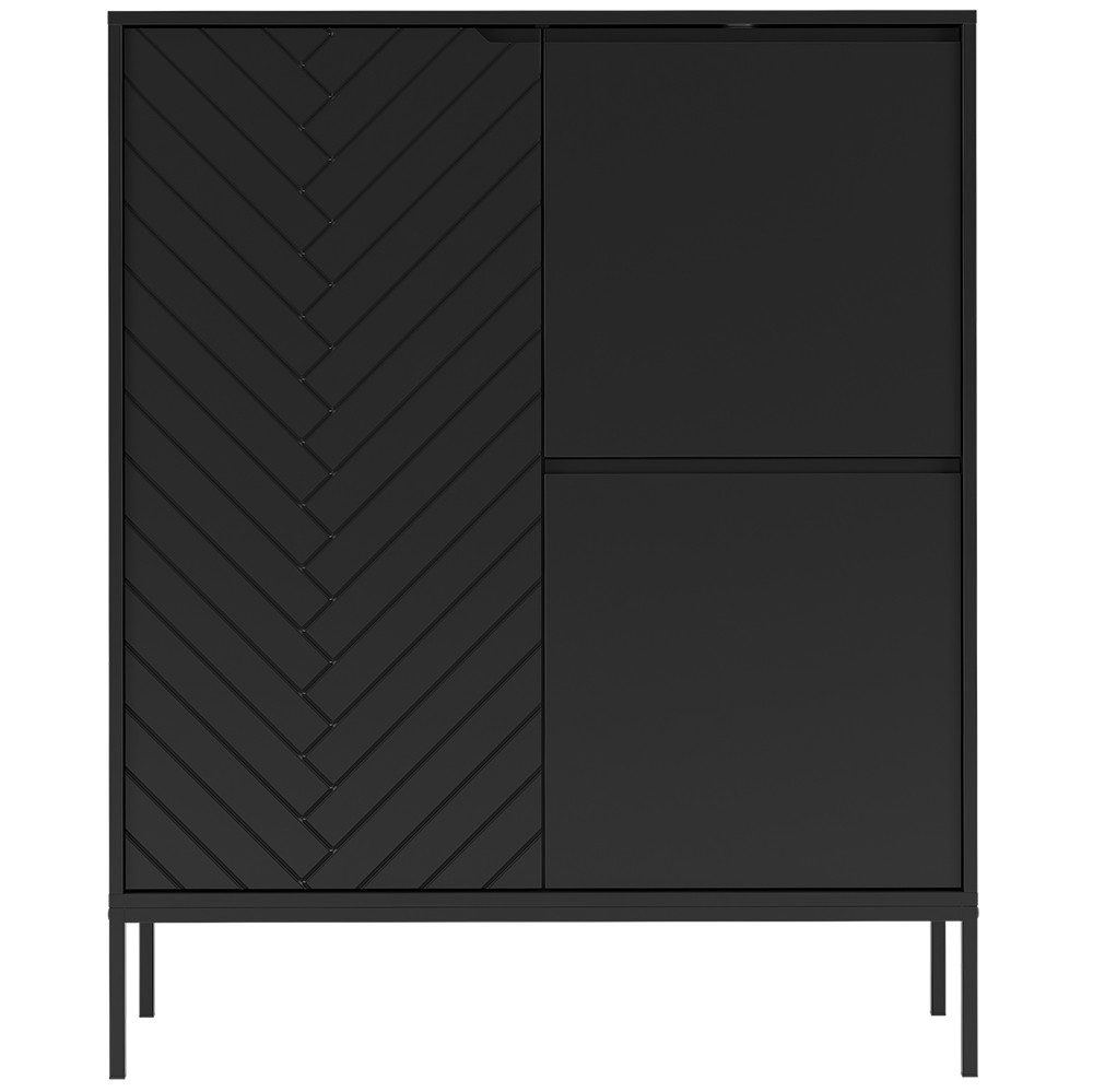 Lomadox Kommode ANGERA-140, Sideboard Wohnzimmerschrank Anrichte Highboard modern in schwarz