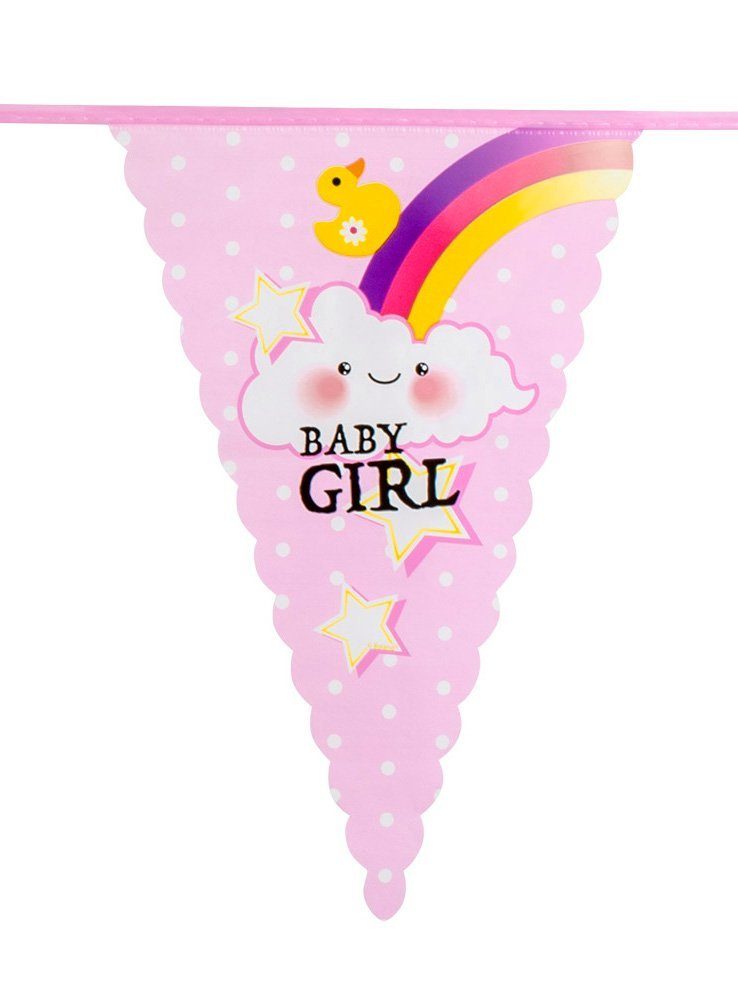 Boland Hängedekoration Baby Girl Wimpelkette 6 m, Raumdeko für Geburt, Babygeburtstag oder Pullerparty!