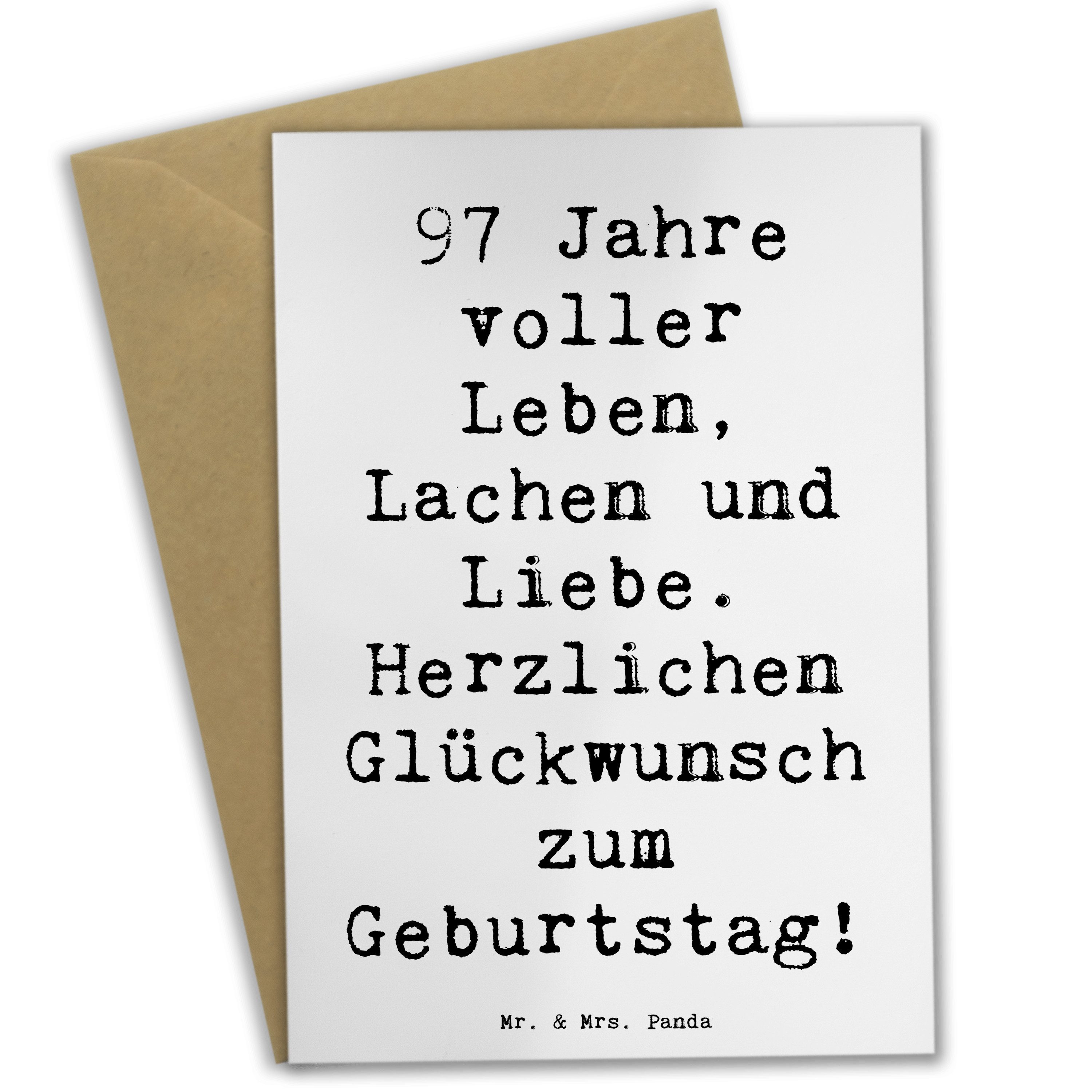 Grußkarte Spruch 97. Geburtstag - Weiß - Geschenk, 97 Jahre, Geburtstagskarte