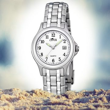 Lotus Quarzuhr Lotus Damen Uhr Elegant L15151/A, (Analoguhr), Damen Armbanduhr rund, klein (ca. 28,3mm), Edelstahlarmband silber