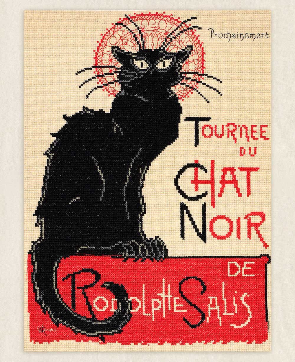 DMC Kreativset Kit de punto de cruz DMC "Le Chat Noir" de Steinlen (25,6 x 34,4 cm), (embroidery kit by Marussia)