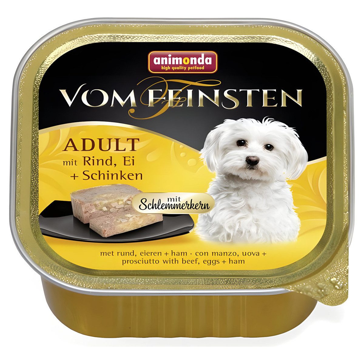 Animonda vom Feinsten Schlemmerkern mit Rind, Ei & Schinken 150 g - 22 Stück, Nassfutter für: Hund