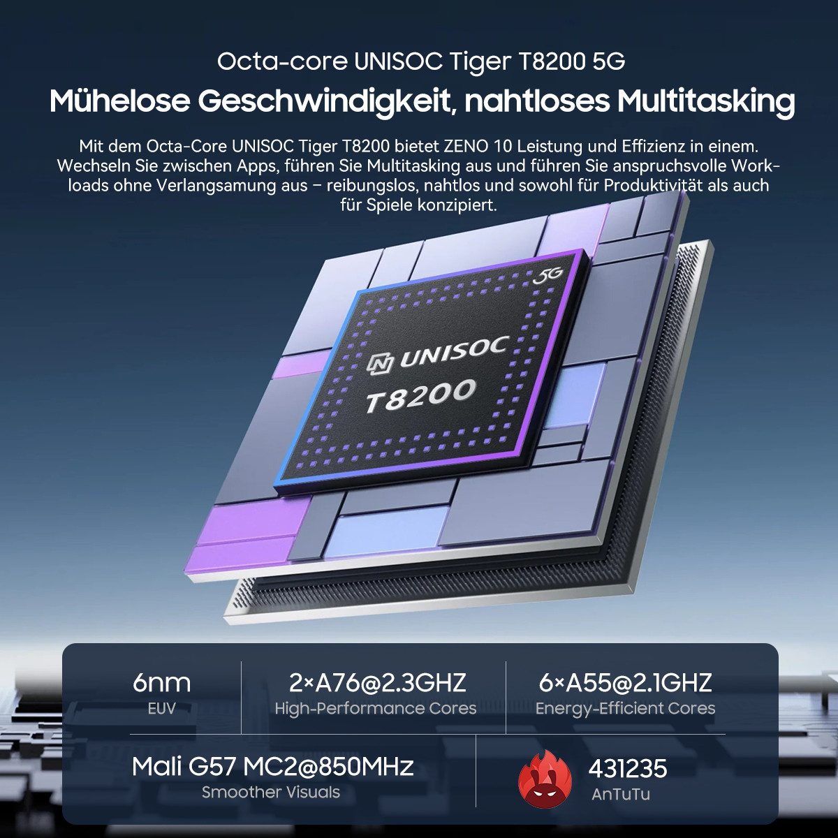 blackview 11" Zeno10 5G WiFi und 5G/4G LTE 8800mAh Akku KI Tablet (11", 256 GB, Android 15, 4G LTE, 5G, 11", 5G WiFi, 4G LTE/5G, 90Hz, Android 15, 13MP+16MP, Tiger T8200)