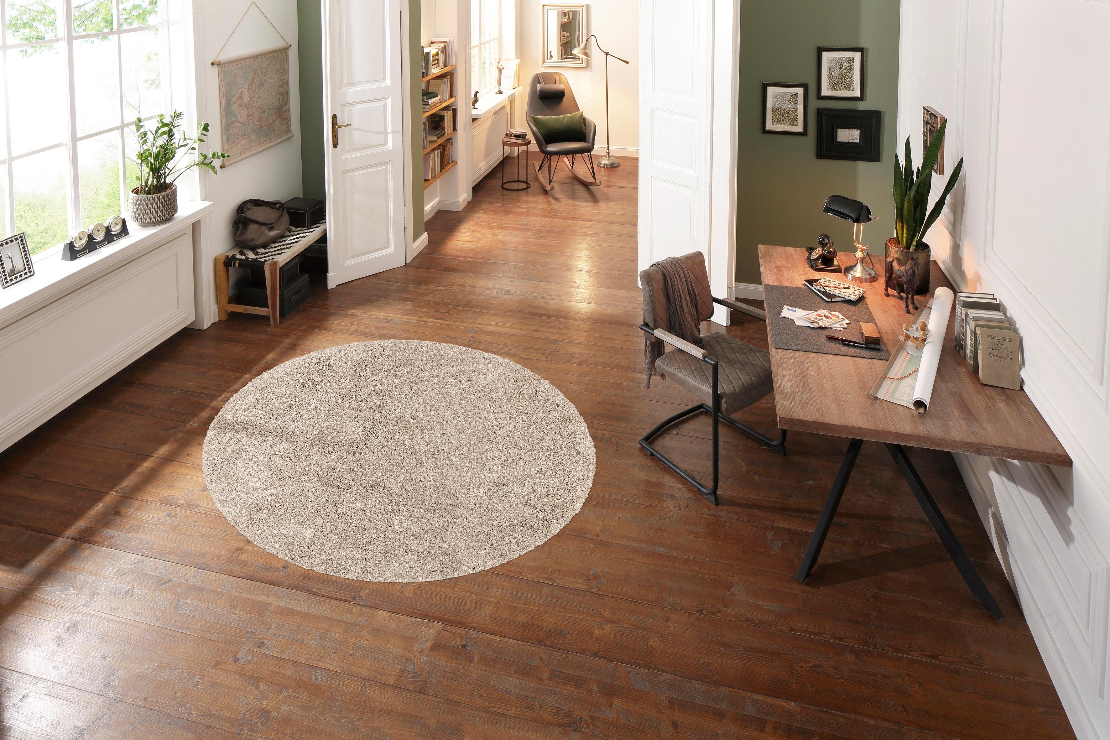 OTTO home Teppich Desner, Hochflor Teppiche, rund, Höhe: 35 mm, Mikrofaser, weich, flauschig, Wohnzimmer, Schlafzimmer, Kinderzimmer
