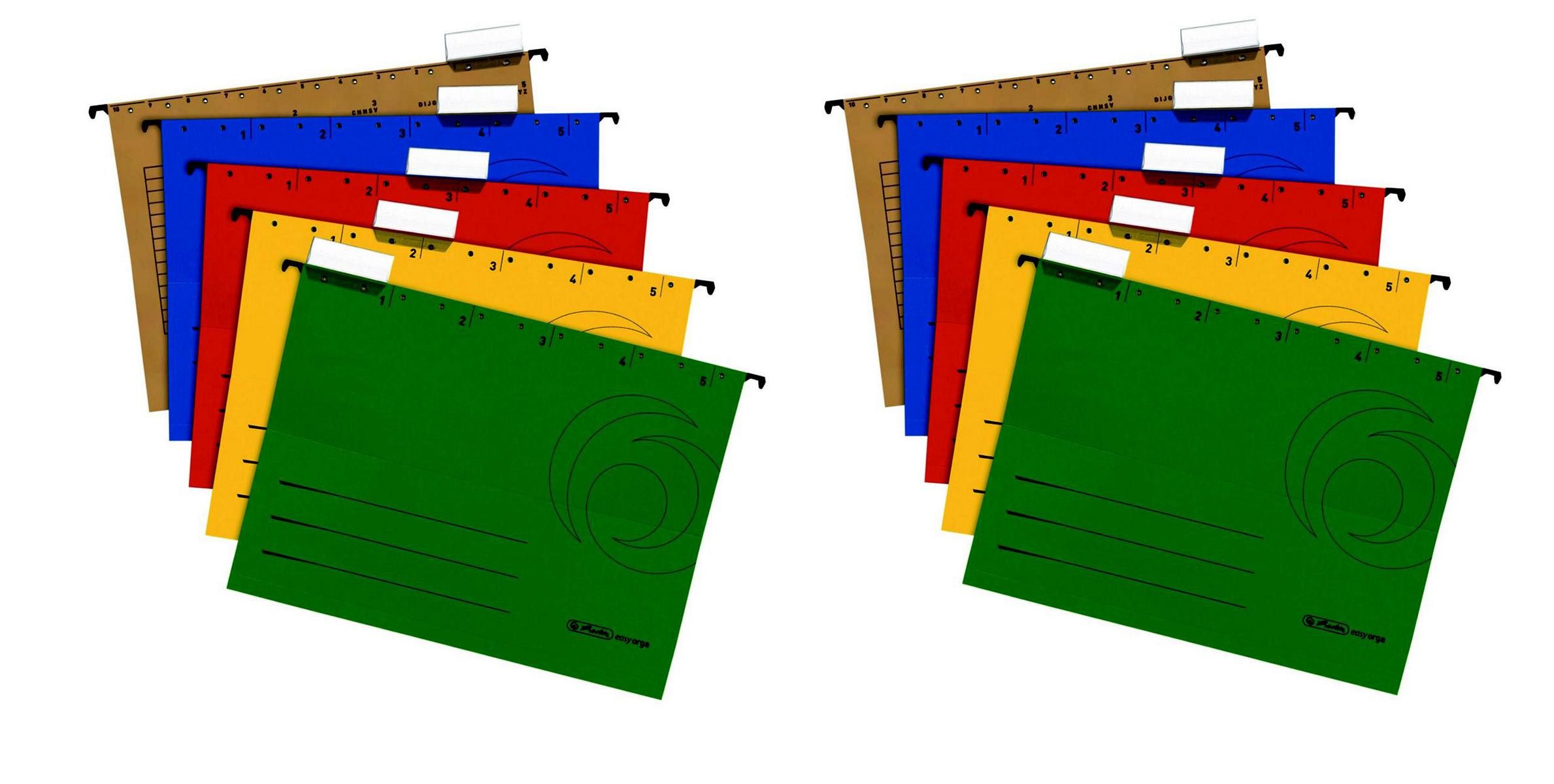 Herlitz Organisationsmappe 10 Herlitz Hängemappen / DIN A4 / Kraftkarton 230g/m² / 5 verschiedene