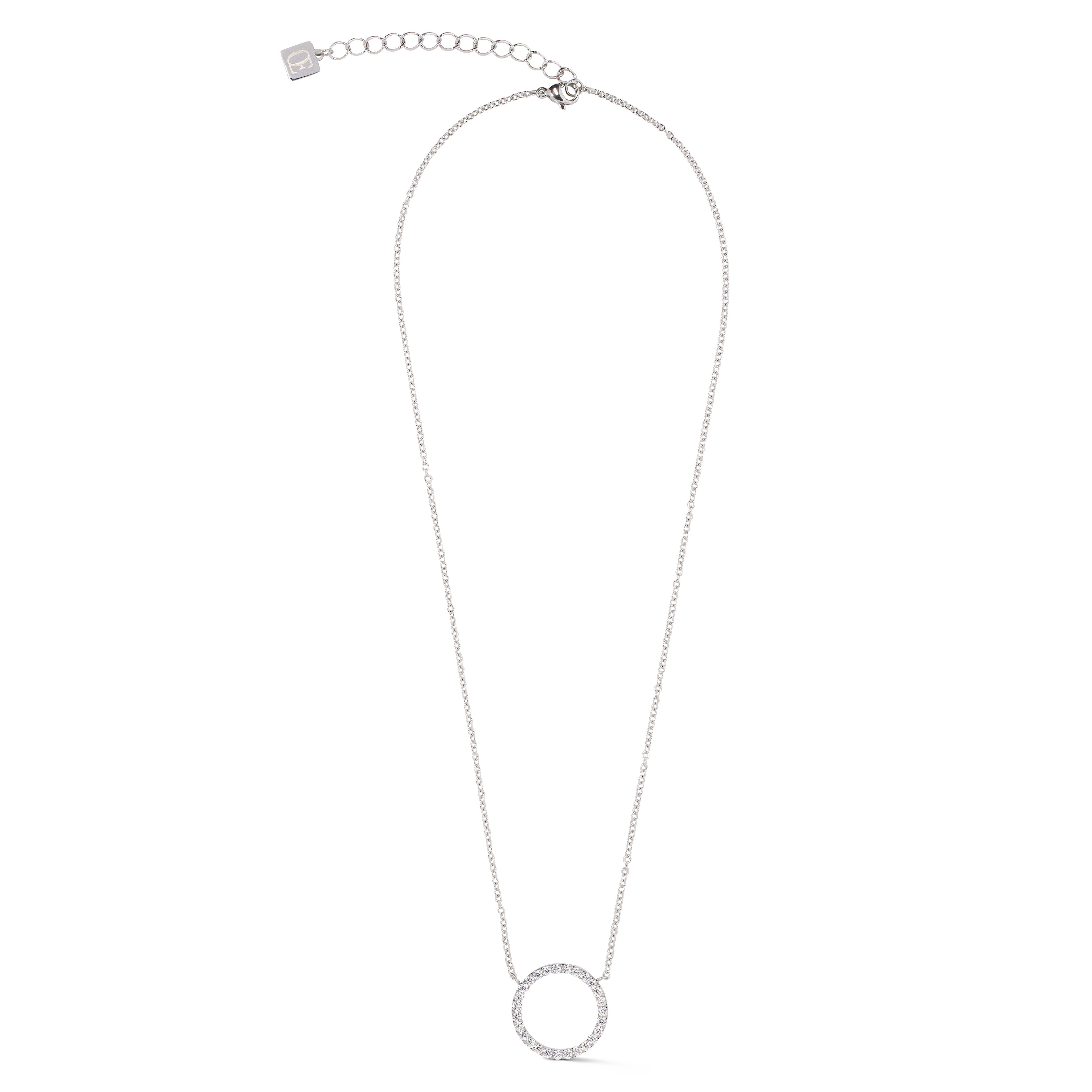 COEUR DE LION Kette mit Anhänger Schmuck Edelstahl Halskette Sparkling Circle Würfelkette, mit Zirkonia (synth)
