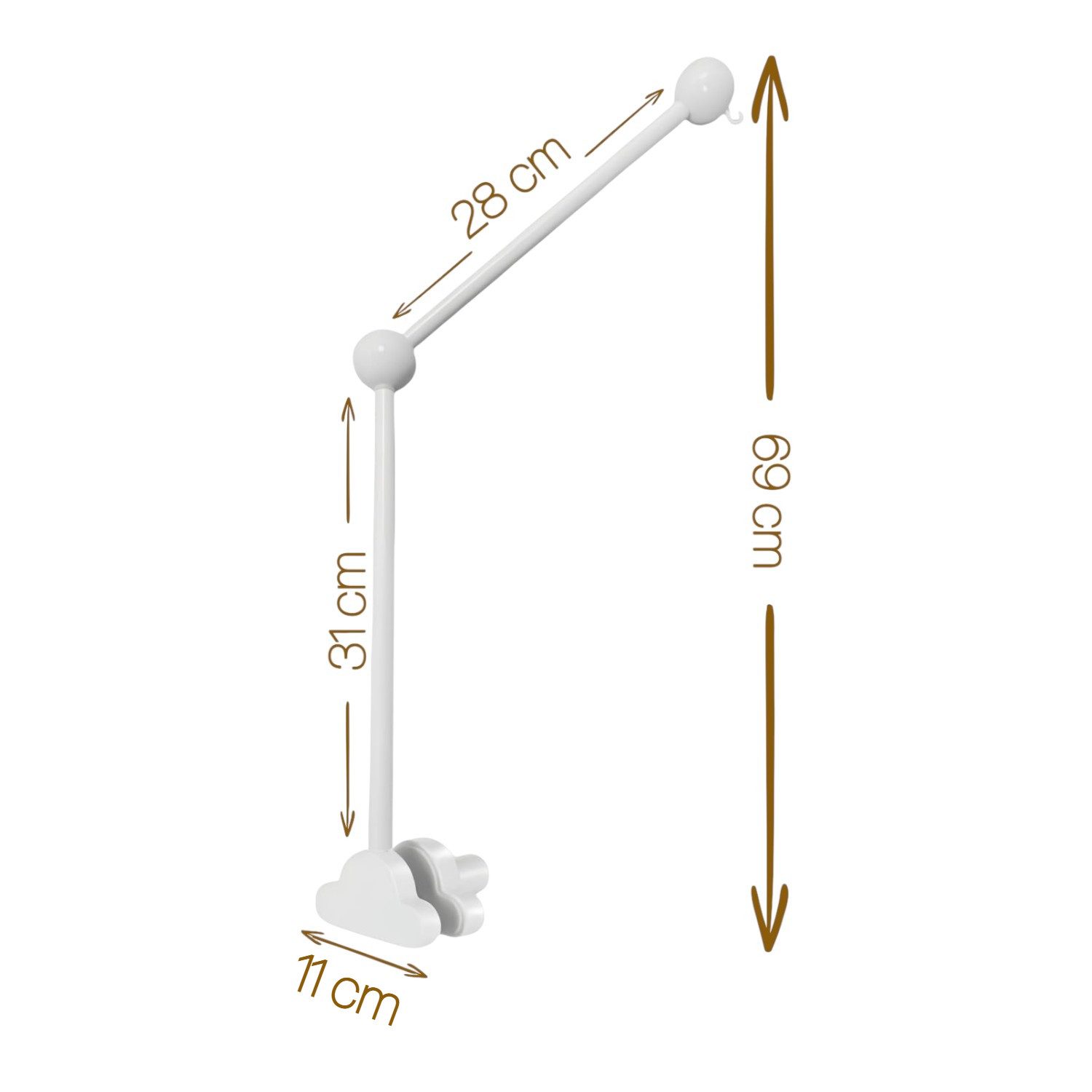 Zayno Mobile Mobilehalterung Wolke Weiß aus Holz 69cm, (Set, 1-tlg., Hervorragendes Geschenk zur Geburt), Unterstützt das Einschlafen deines Babys.