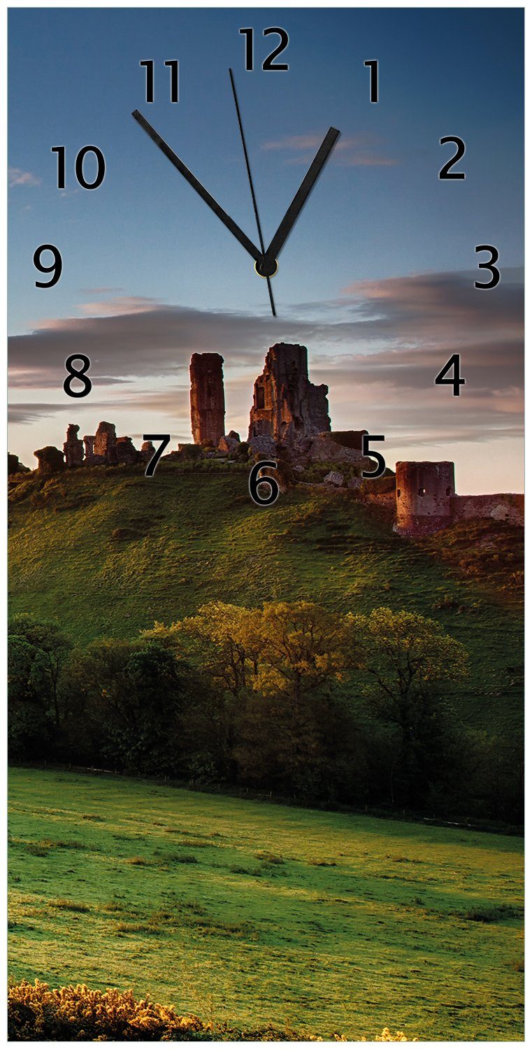 in Acryl) (Uhr Wanduhr Schlosspanorama aus Sonnenaufgang Wallario England bei