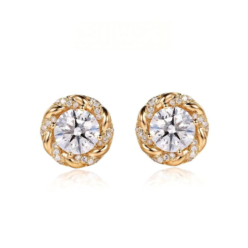Paar Ohrstecker Diamant Ohrstecker,Twisted Halo,1ct pro Stein,Rundschliff,D,VS1,3EX