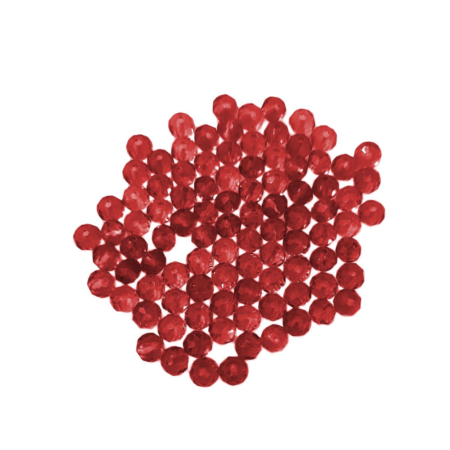 Kopper-24 Bastelperlen Glasperlen - Typ 'Facettiert' - 160 Stück - 3 mm - Rot
