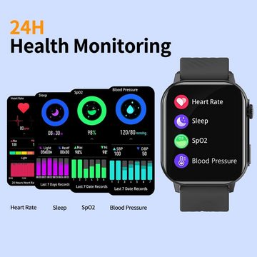 LEMFO Fitness-Tracker Herren's Anrufen 120+ Sportmodi Smartwatch (2,02 Zoll, Android / iOS), mit Herzfrequenz, Schlafüberwachung, Blutsauerstoff, Schrittzähler