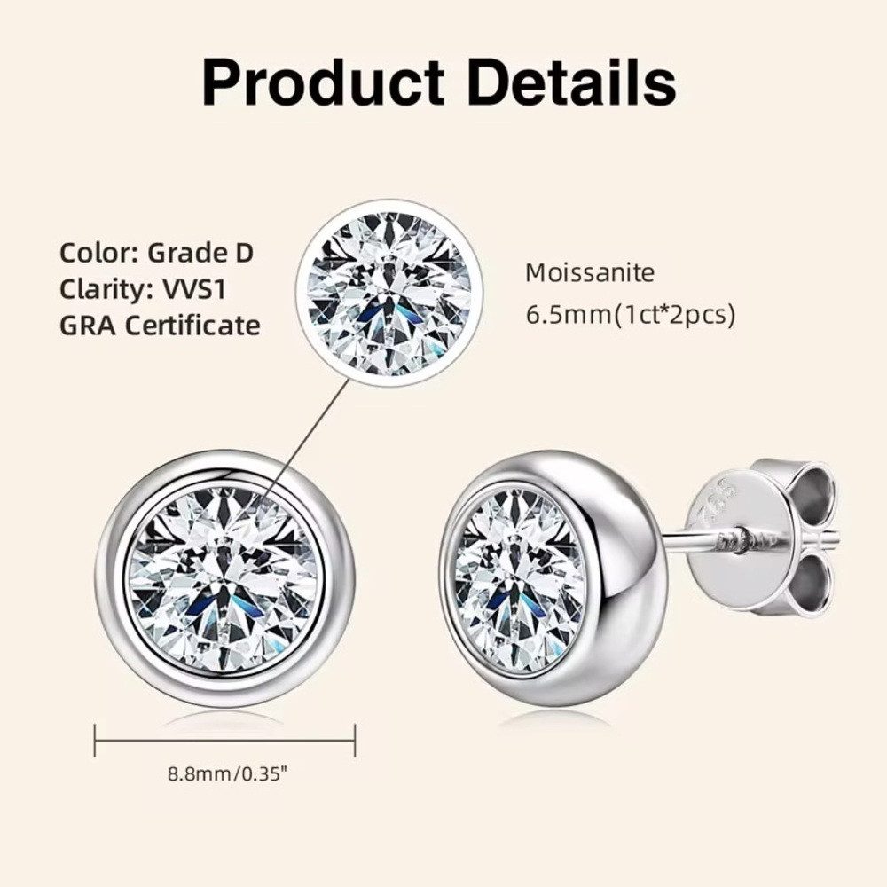 ROUGEMONT Paar Ohrstecker Funkelnde Moissanit Ohrstecker 6,5 mm 1,0ct GRA Z günstig online kaufen