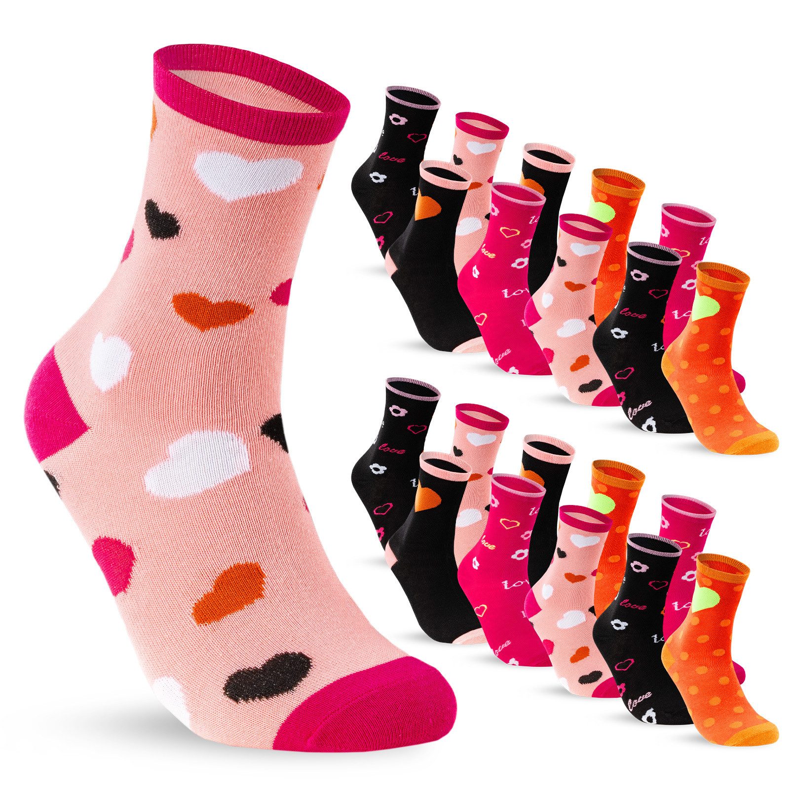 sockenkauf24 Socken 10 Paar Kinder Socken Jungen & Mädchen Baumwolle Kindersocken (35-38) - 54338