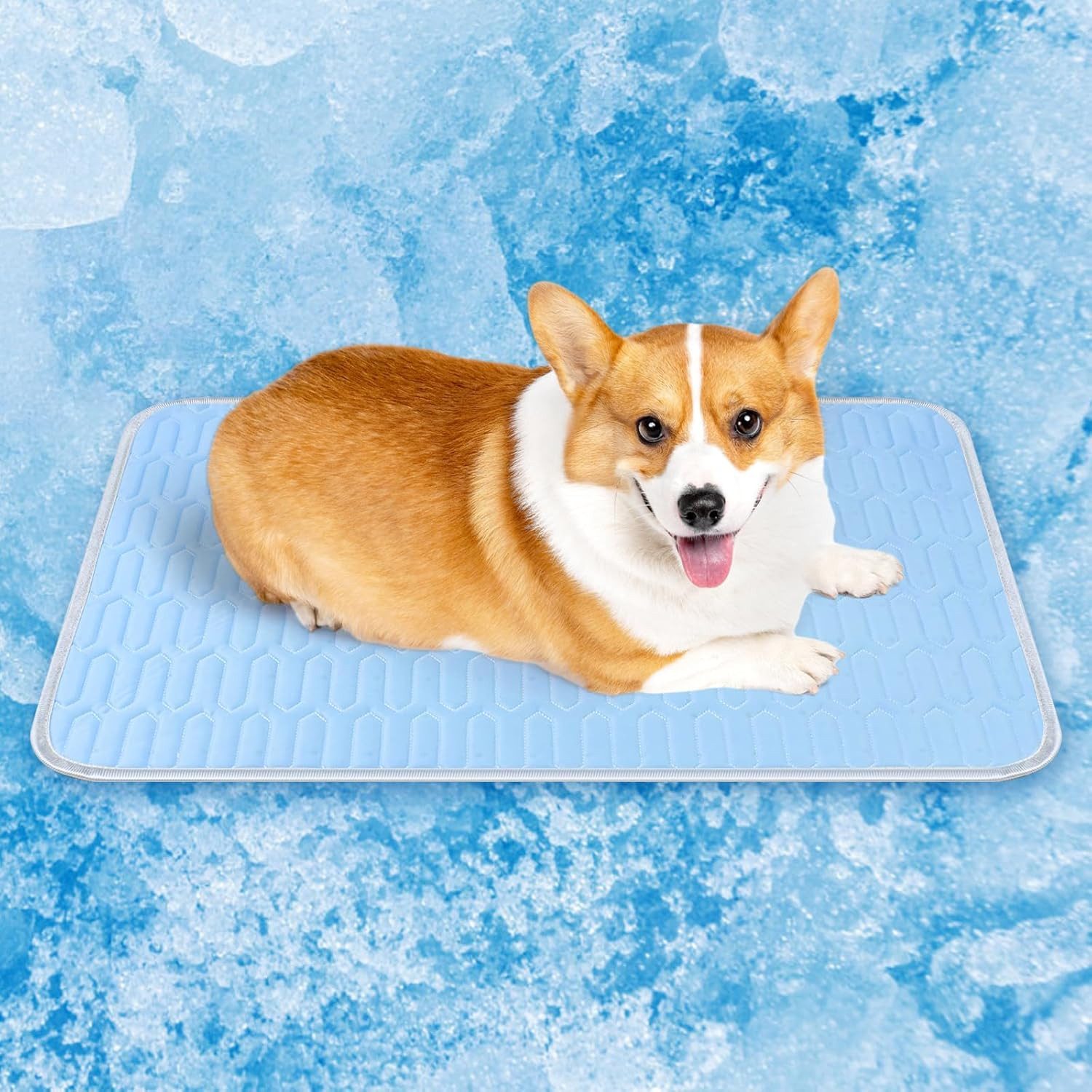 Srvillg Hundematte Selbstkühlende Hundematte, Kühldecke Katzen,Waschbar Kältematte, für Drinnen, Draußen und im Auto ideal für kleine Katzen und Hunde – Bild 3 von 5