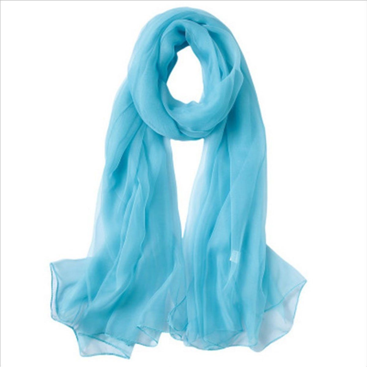 FeelGlad Modeschal Schal aus für leichte Damen, Blau Seidenmischung