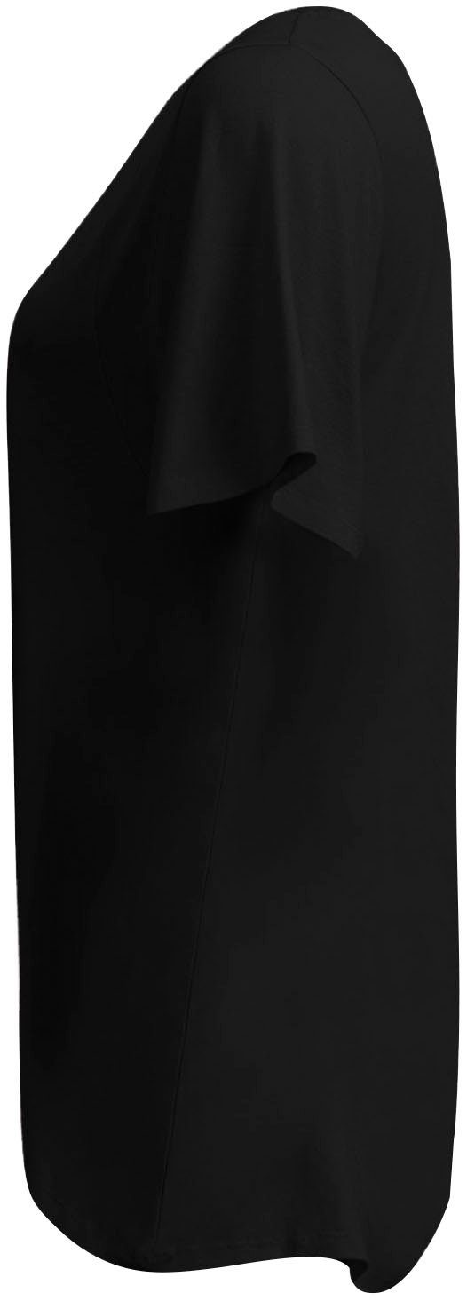 Rundhalsshirt Zipfelsaum mit LTB asymmetrischem black YATECE