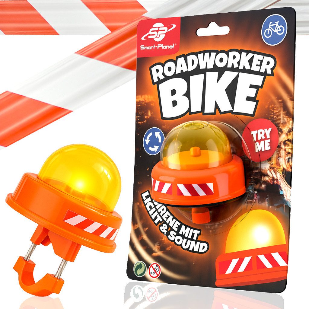 Smart-Planet Fahrradklingel Fahrradklingel Kinder Bauarbeiter – LKW Hupe Sound & Blinklicht Gelb