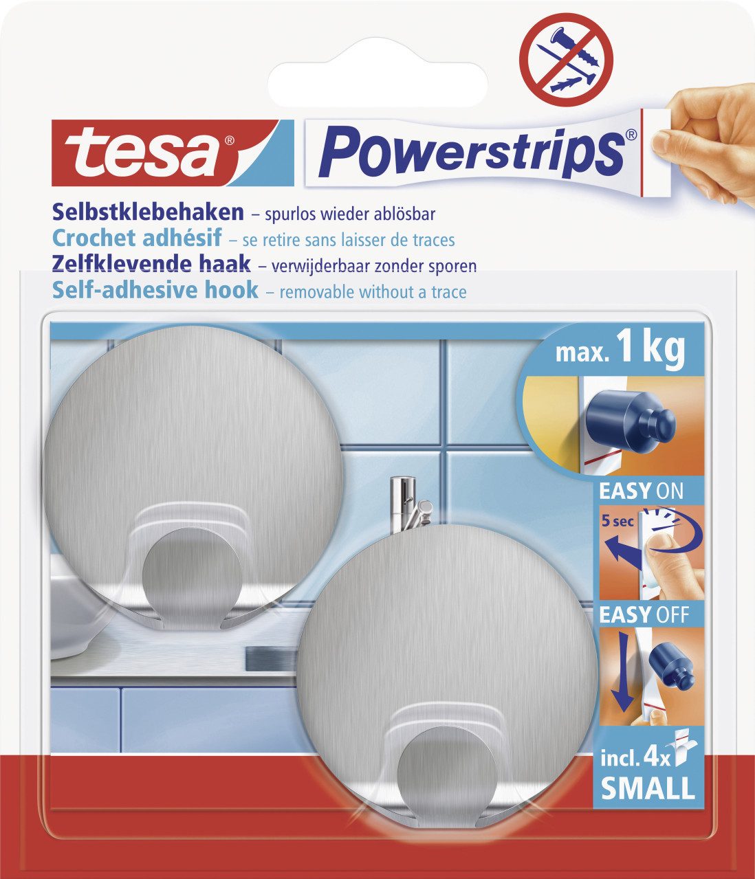 tesa Klebehaken tesa Powerstrips Haken Small rund, weiß
