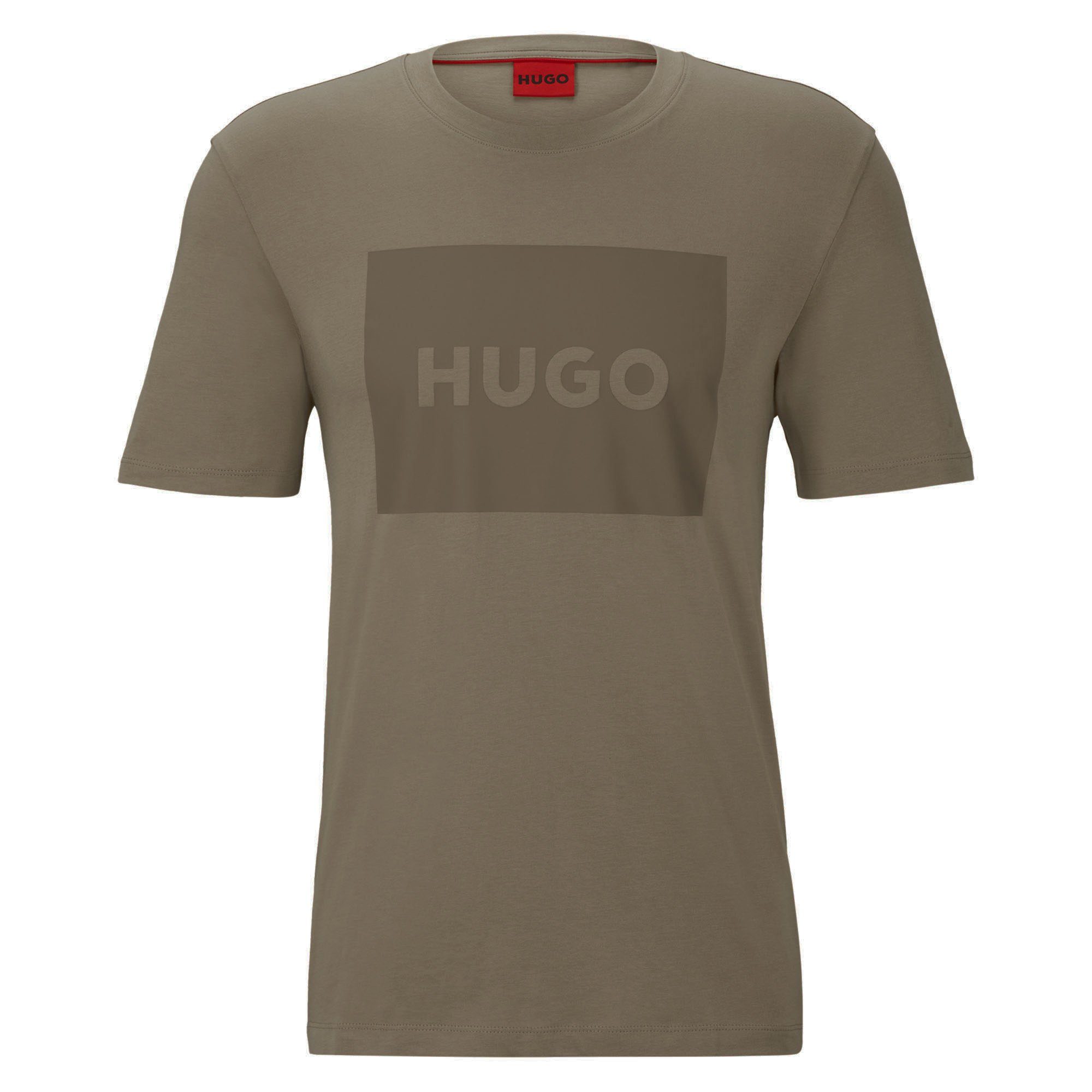 HUGO T-Shirt Herren T-Shirt Braun Rundhals, Dulive222, Kurzarm 