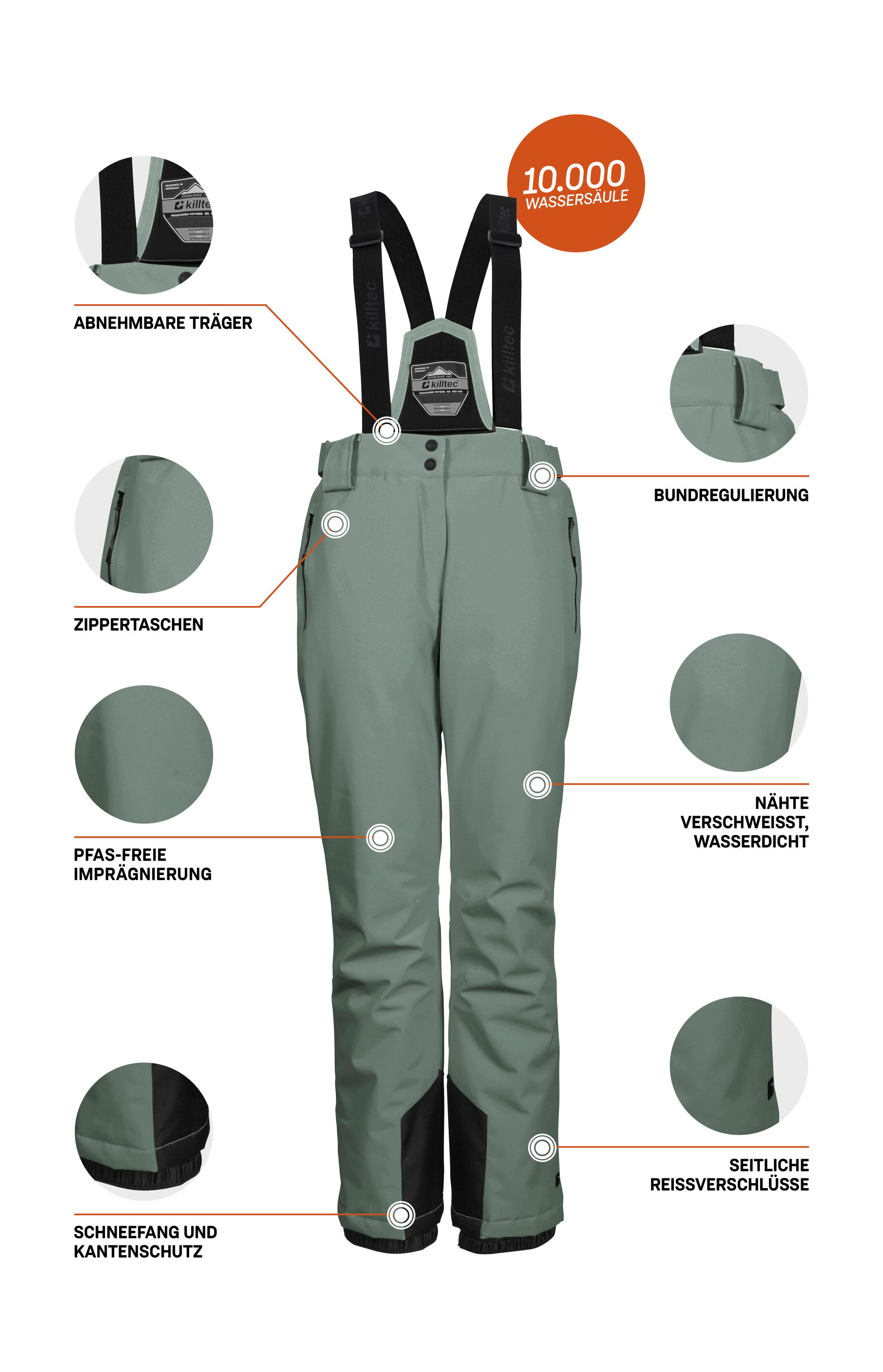 Killtec Skihose KSW 249 WMN SKI PNTS Wind- und wasserdicht, verstellbar, Teflon EcoElite™-Imprägnierung