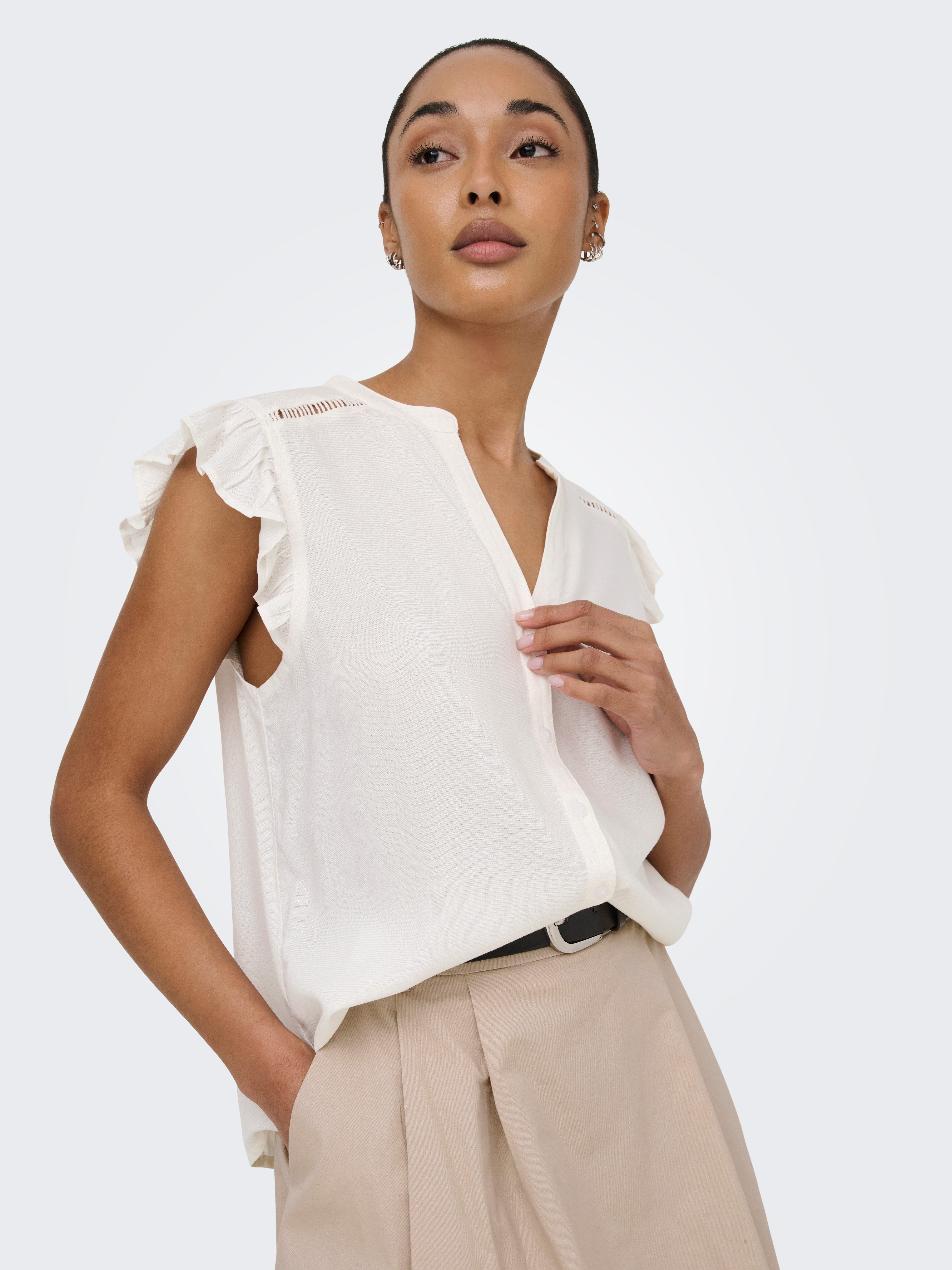 ONLY Kurzarmbluse ONLROSELLA LIFE CAPSLEEVE SHIRT WVN NOOS Viskose, regular fit