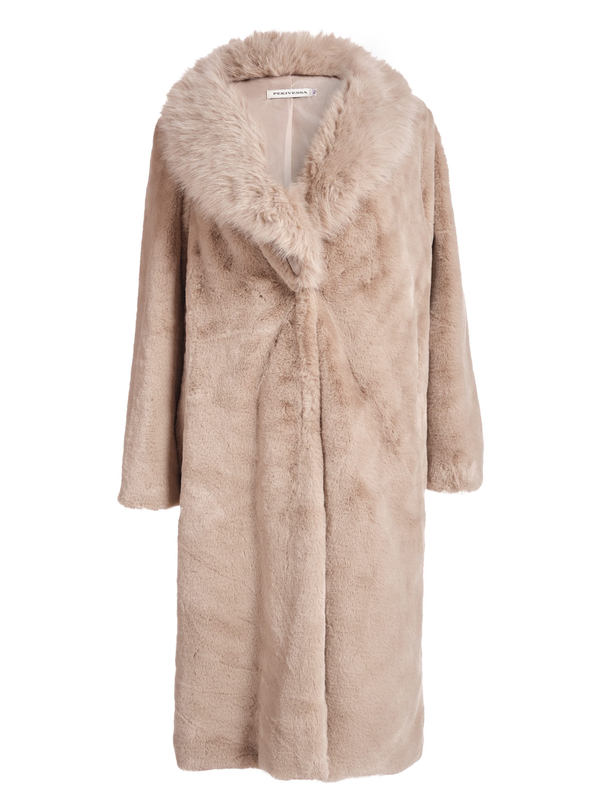 PEKIVESSA Wintermantel Flauschiger Midi-Mantel aus Fellimitat mit elegantem günstig online kaufen