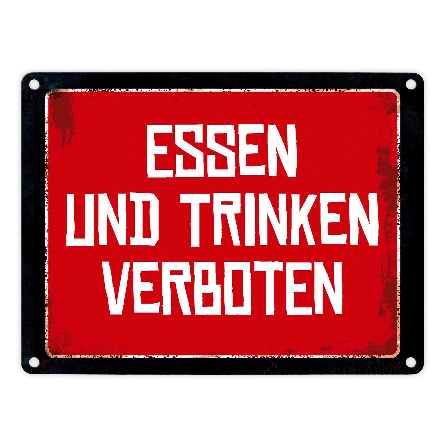 Metallschild Essen und Trinken verboten Warn Hinweisschild im Used Look Warnschild