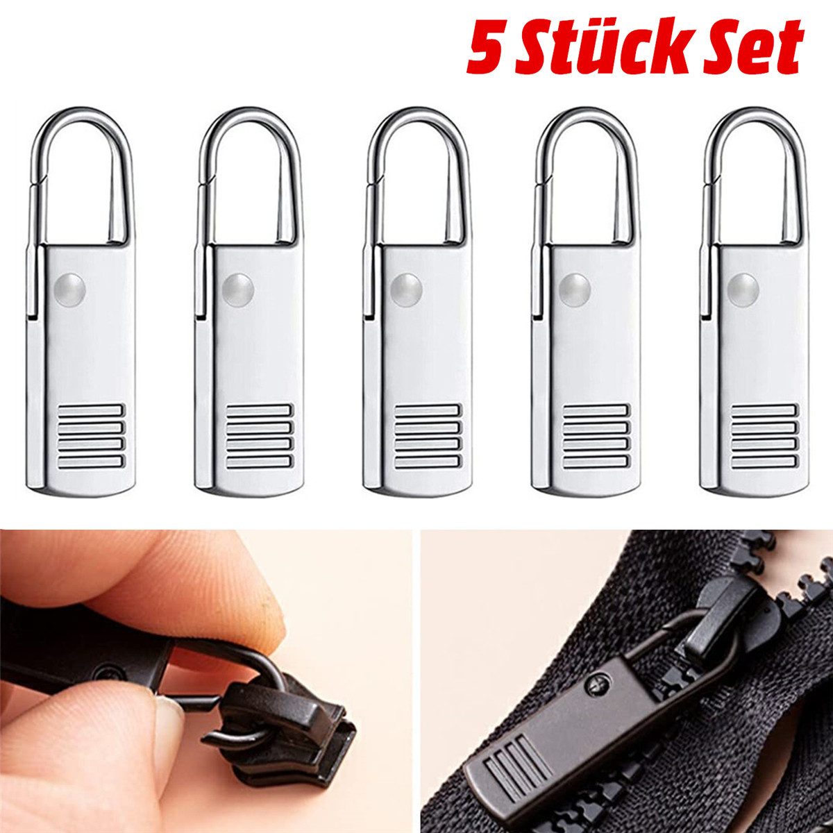 Olotos Reißverschluss 5x Reißverschlussanhänger Reissverschluss Reparatur Set Metall Zipper