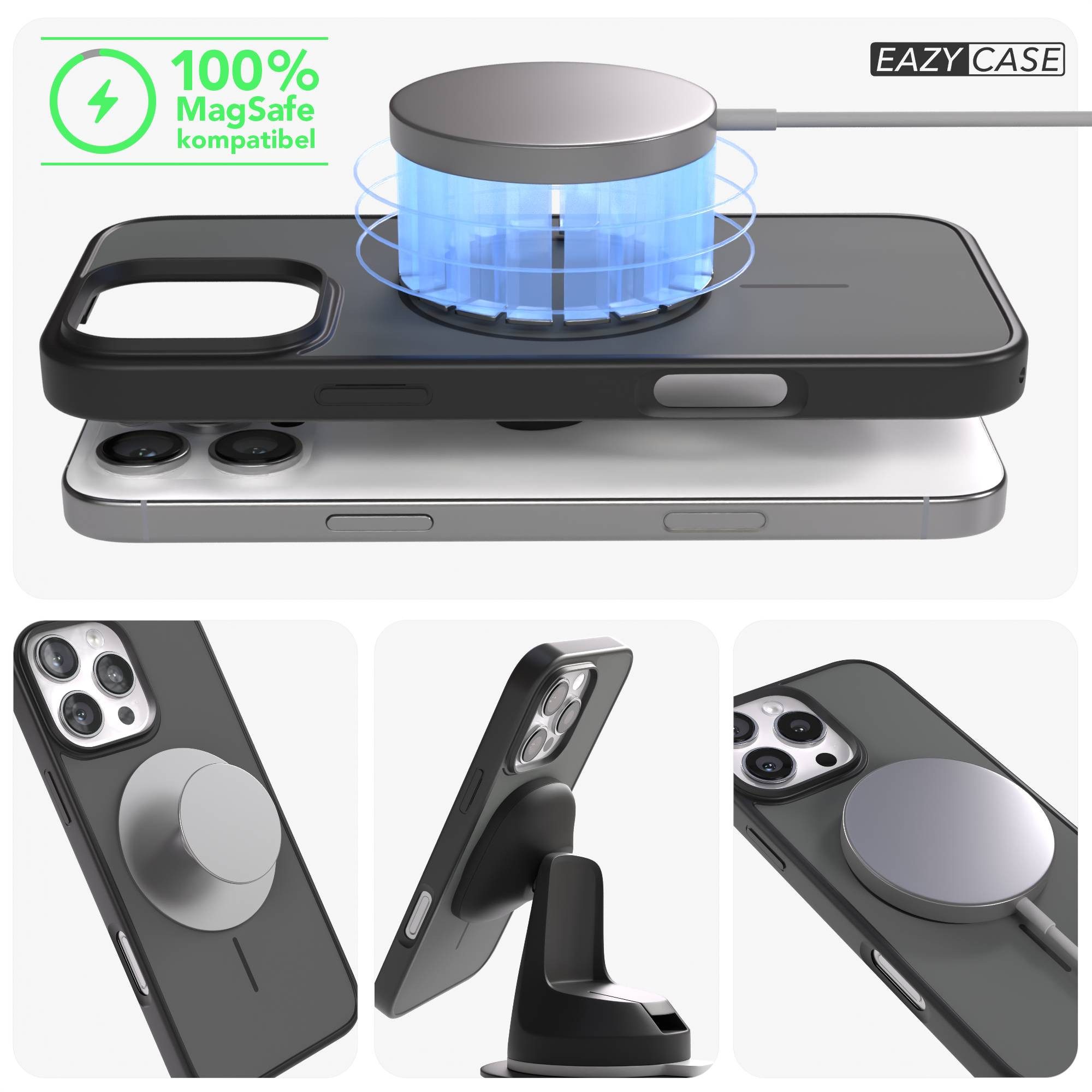 EAZY CASE Handyhülle Slim Outdoor MagSafe Case für Apple iPhone 16 Pro Max 6,9 Zoll, Dünne Outdoor Hülle mit MagSafe & starkem Schutz in Schwarz