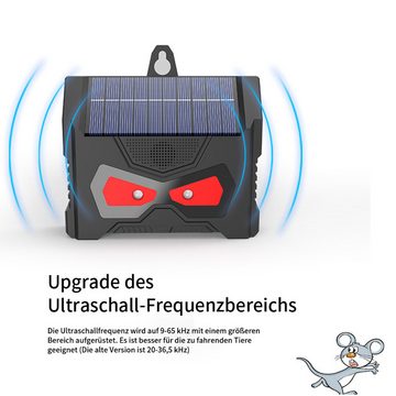 yozhiqu Ultraschall-Tierabwehr Solar-Tiervertreiber mit LED-Licht,IPX66 wasserdicht,wiederaufladbarer, 1-tlg., mit rotem und weißem Blitz, geeignet für Gärten und Innenhöfe