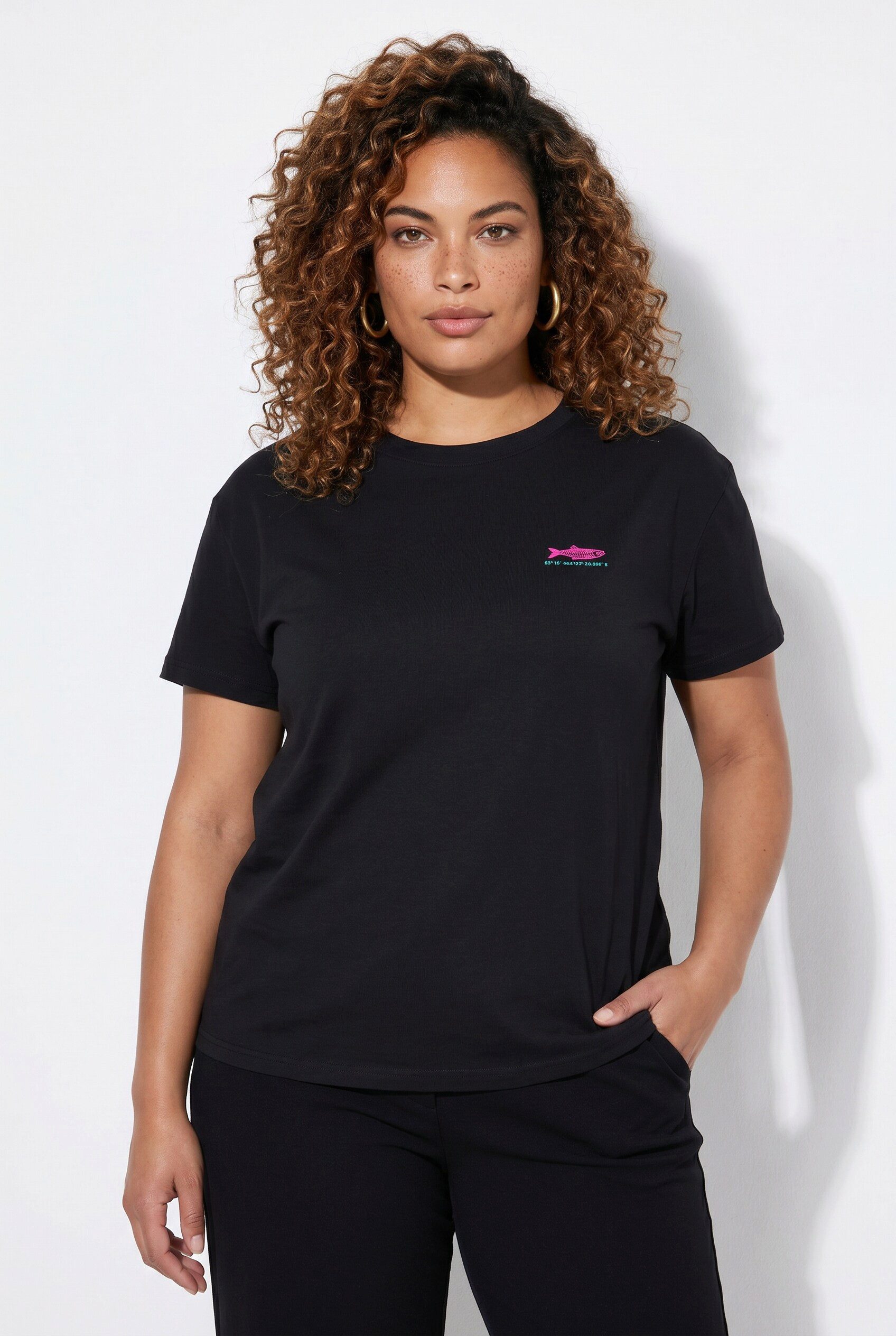 Angel of Style T-Shirt T-Shirt Boxy Fit Sardinen-Motiv auf dem Rücken
