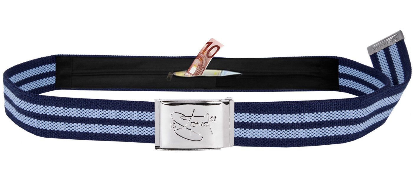 2Stoned Tresorgürtel Geldgürtel Unisex, Chromschnalle Classic, 4 cm breit, 120 cm lang Geldfach mit Reißverschluss auf der Innenseite