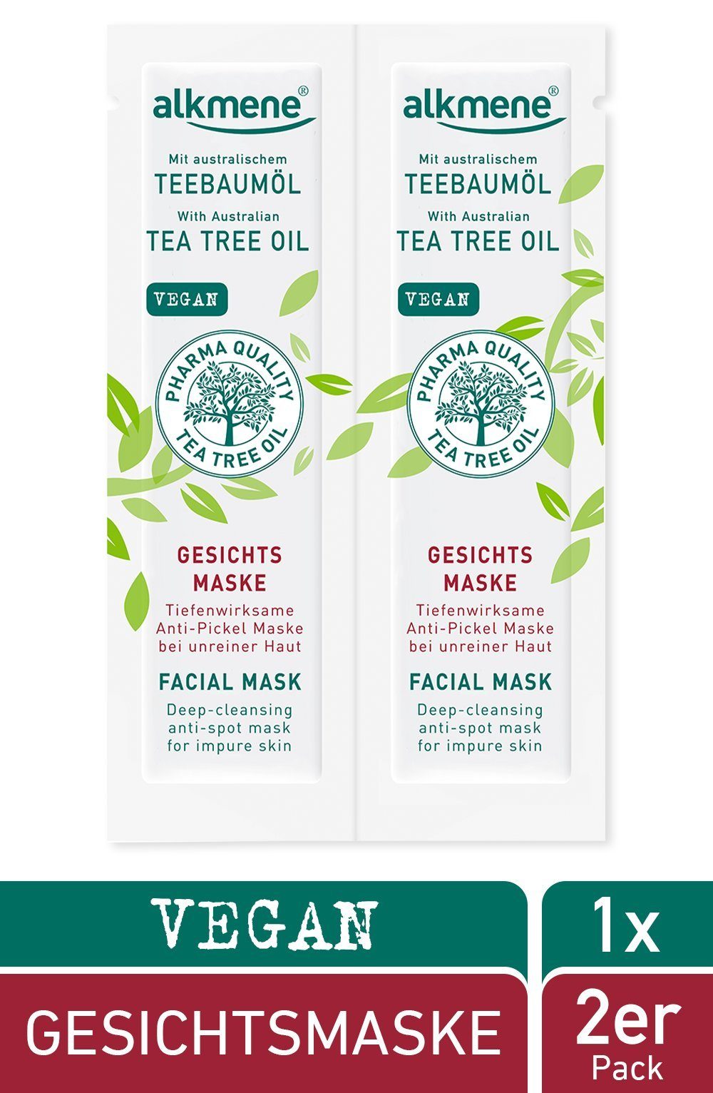 alkmene Gesichtsmaske »Teebaumöl Anti Pickel Gesichtsmaske - Tiefenwirksame  Gesicht Maske bei unreiner Haut - vegane Gesichtsreinigung ohne Silikone,  Parabene & Mineralöl - Gesichtsmasken im 2er Pack (2x 6 ml)«, 1-tlg. online  kaufen | OTTO