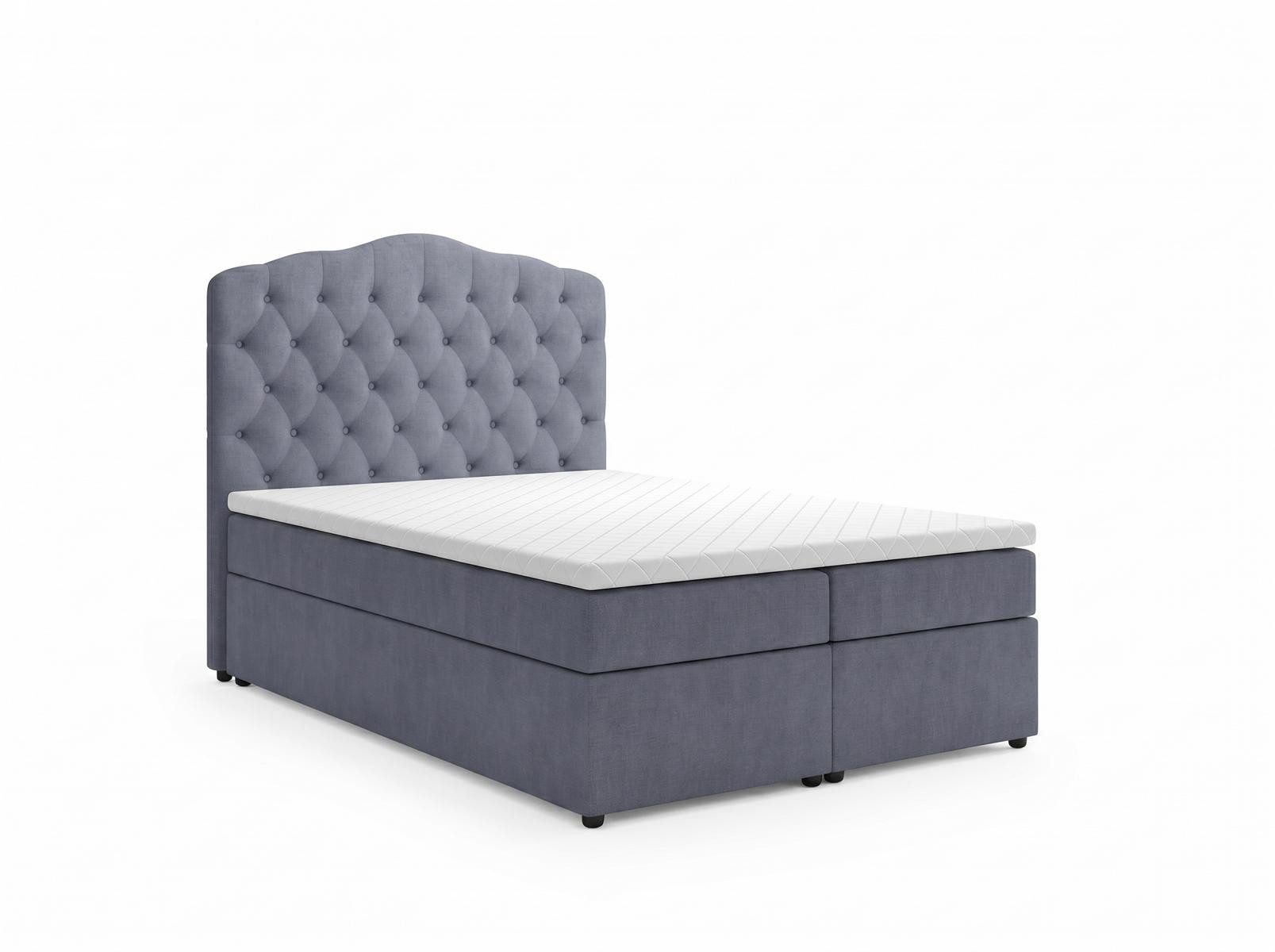 JVmoebel Boxspringbett Stilvolles graues Boxspringbett 140x200 mit Stauraum, Made in Europa