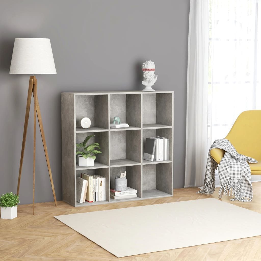 vidaXL Bücherregal NA Bücherregal Betongrau 98x30x98 cm Spanplatte