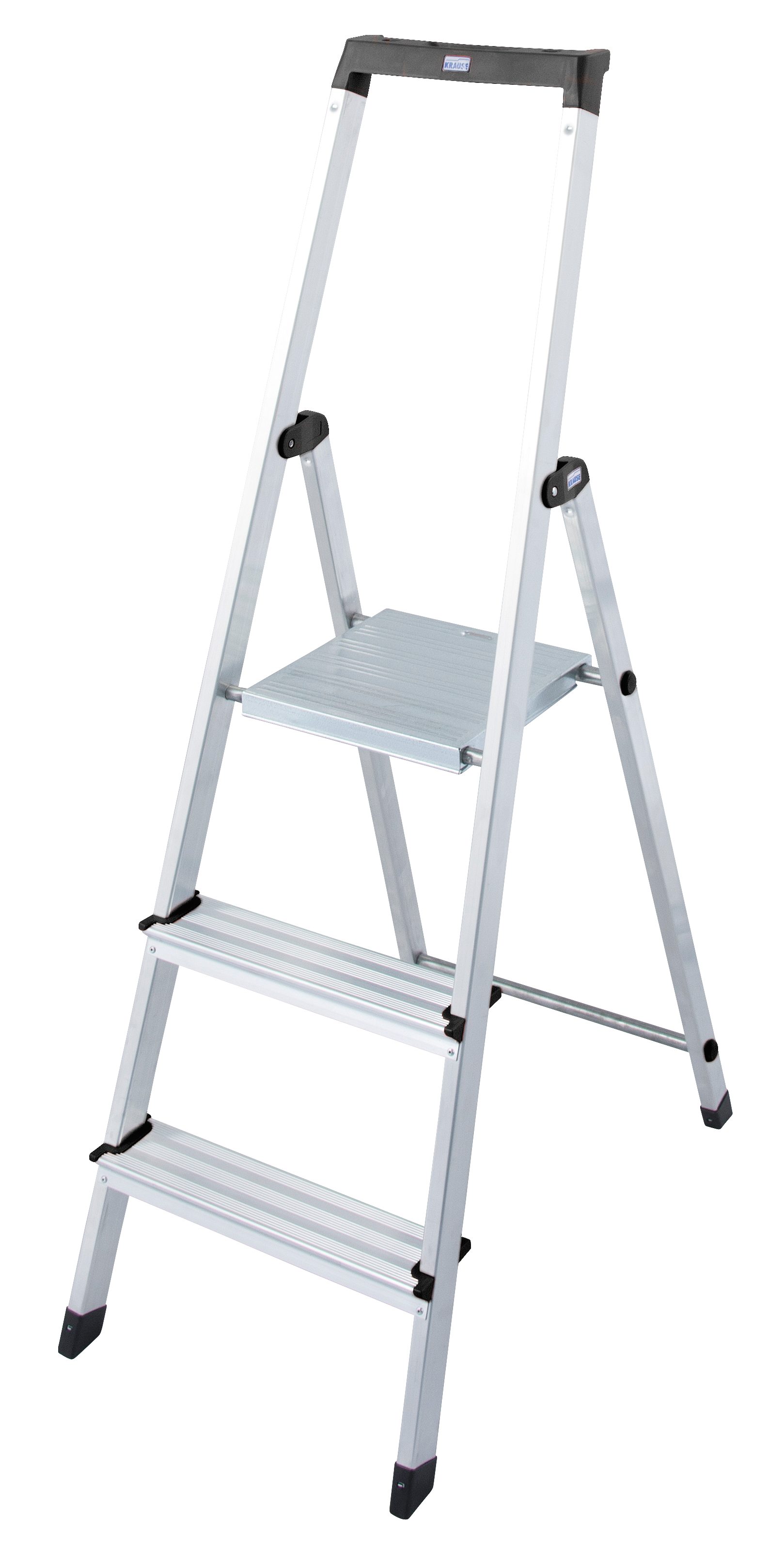 KRAUSE Stehleiter Solidy, Aluminium, 1x3 Stufen, Arbeitshöhe ca. 262 cm