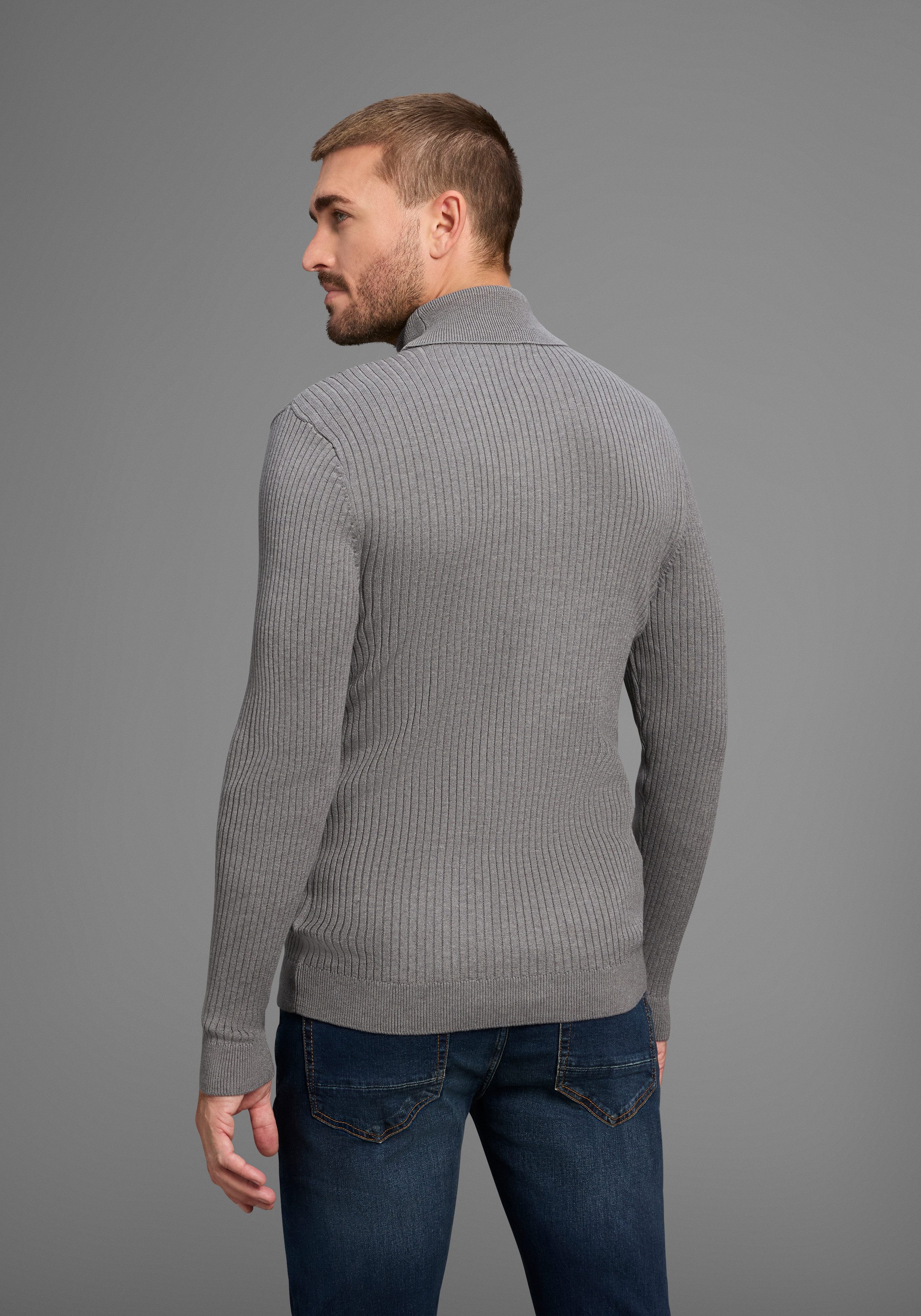 Bruno Banani Rollkragenpullover in Rippenqualität