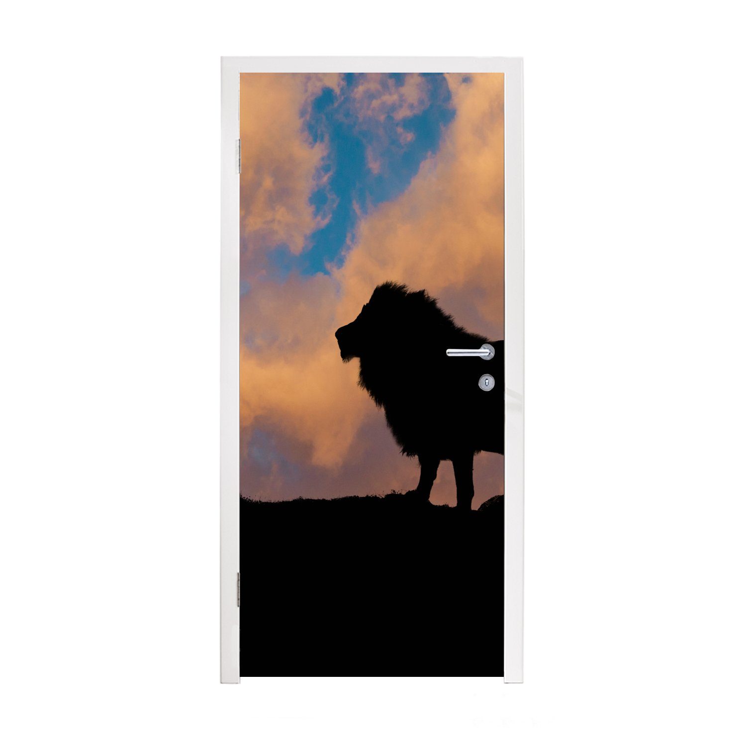 MuchoWow Türtapete Löwe - Sonnenuntergang - Wild, Matt, bedruckt, (1 St), Fototapete für Tür, Türaufkleber, 75x205 cm
