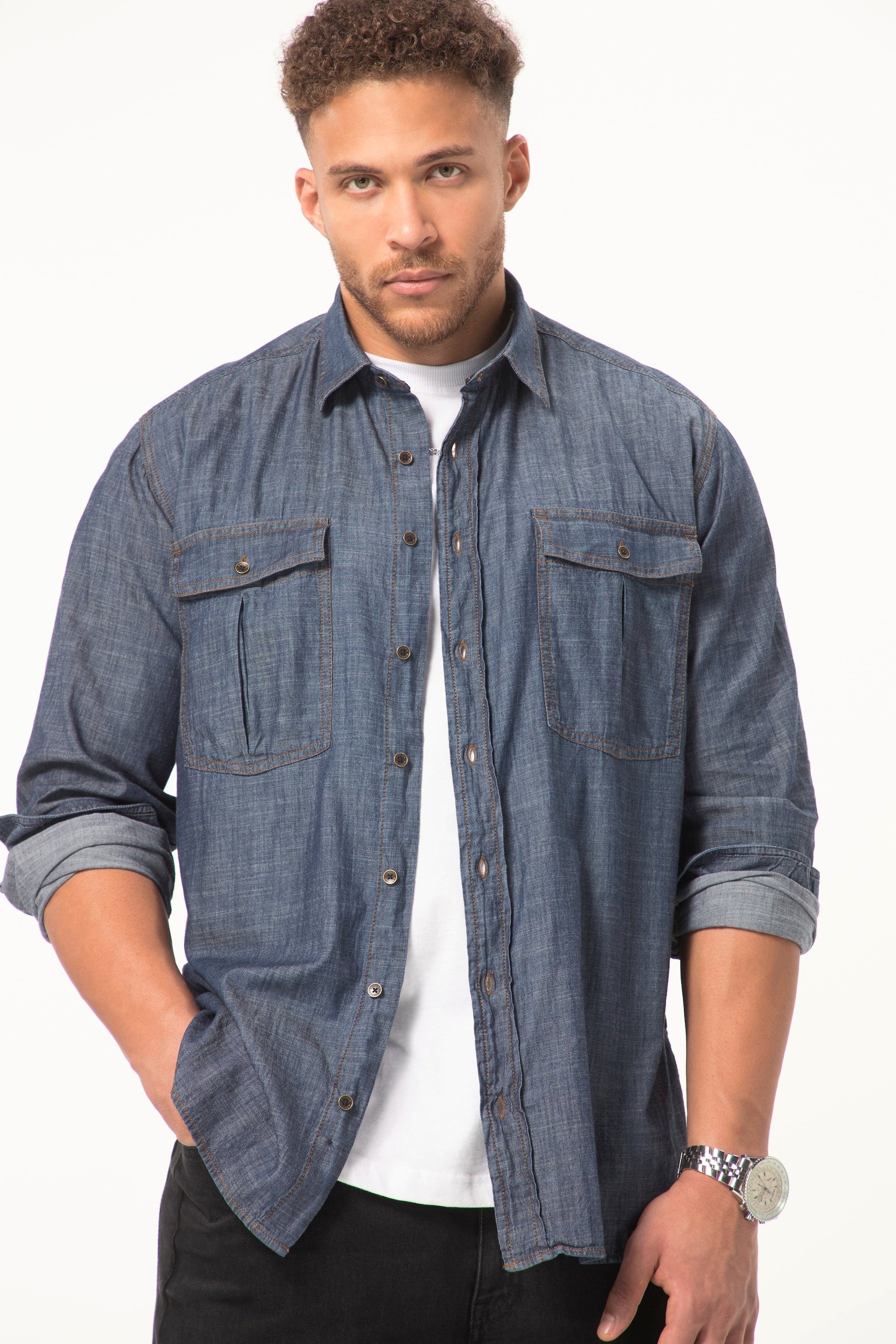 STHUGE Businesshemd STHUGE Jeans-Hemd Langarm Modern günstig online kaufen