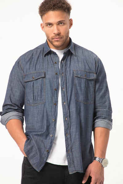 STHUGE Businesshemd STHUGE Jeans-Hemd Langarm Modern Fit Kentkragen