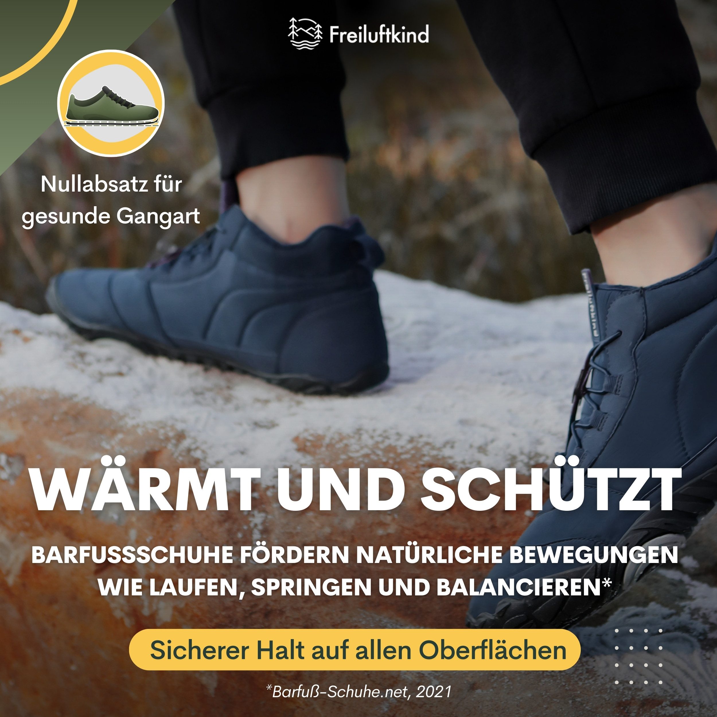 Freiluftkind Das Original - Kepler Barfußschuhe – warm gefüttert Sneaker Schnellverschluss