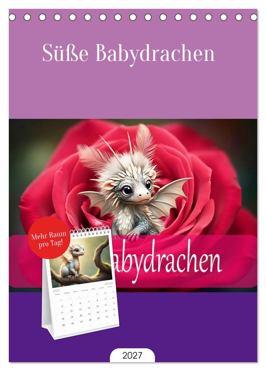 CALVENDO Tischkalender Tischplaner 2027 - Süße Babydrachen (A5 Tischkalender zum Aufstellen)