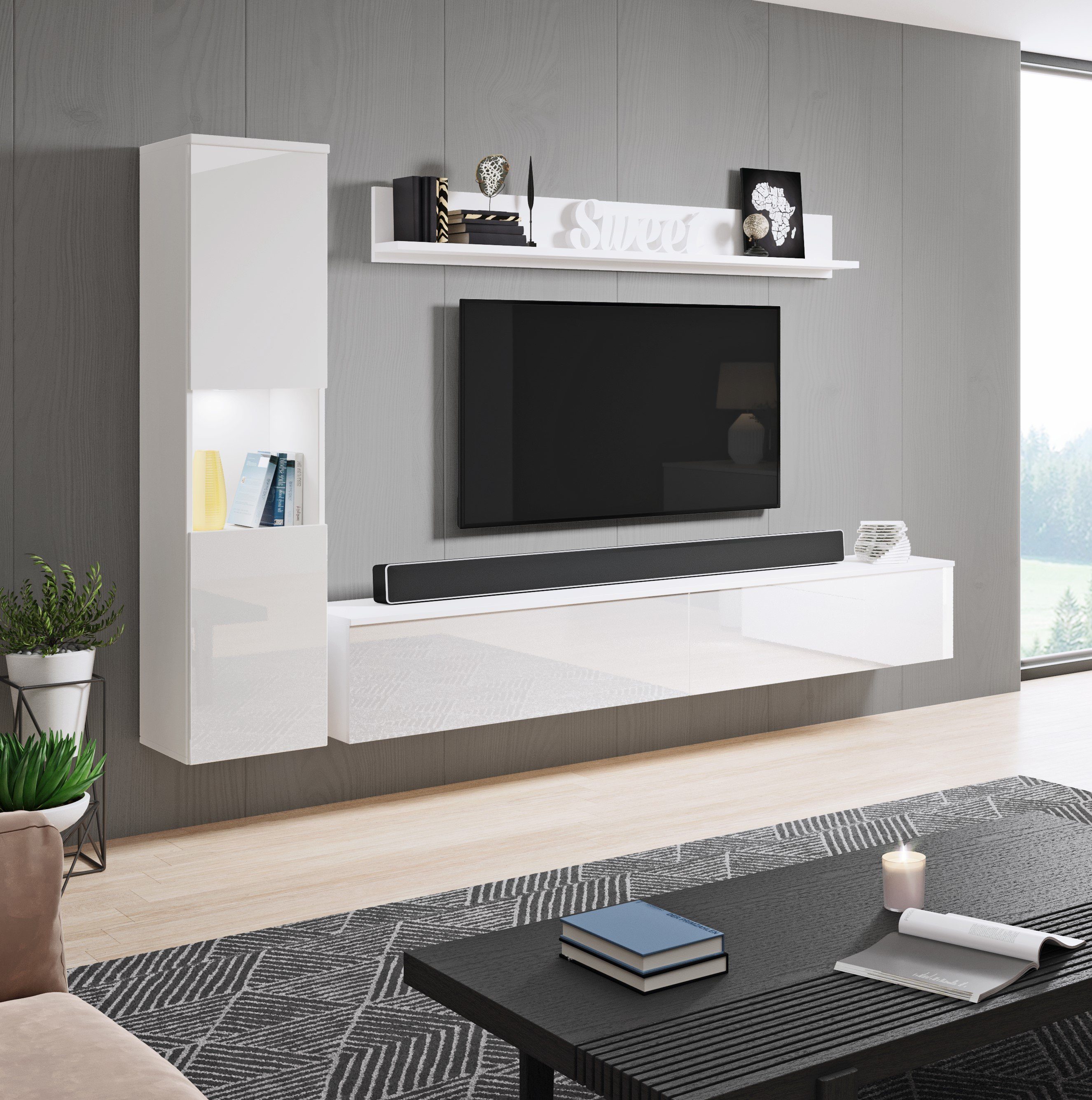 INOSIGN Wohnwand PARIS, Vitrine Türanschlag links/rechts wechselbar, (Kompl günstig online kaufen